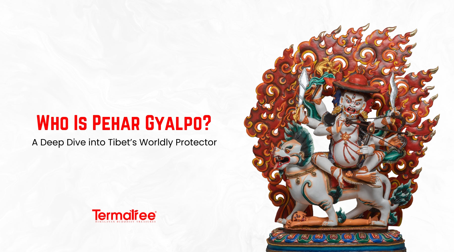 Pehar Gyalpo is a prominent guardian deity in Tibetan Buddhism, and was originally a gyalpo spirit with a fierce and unpredictable temperament.