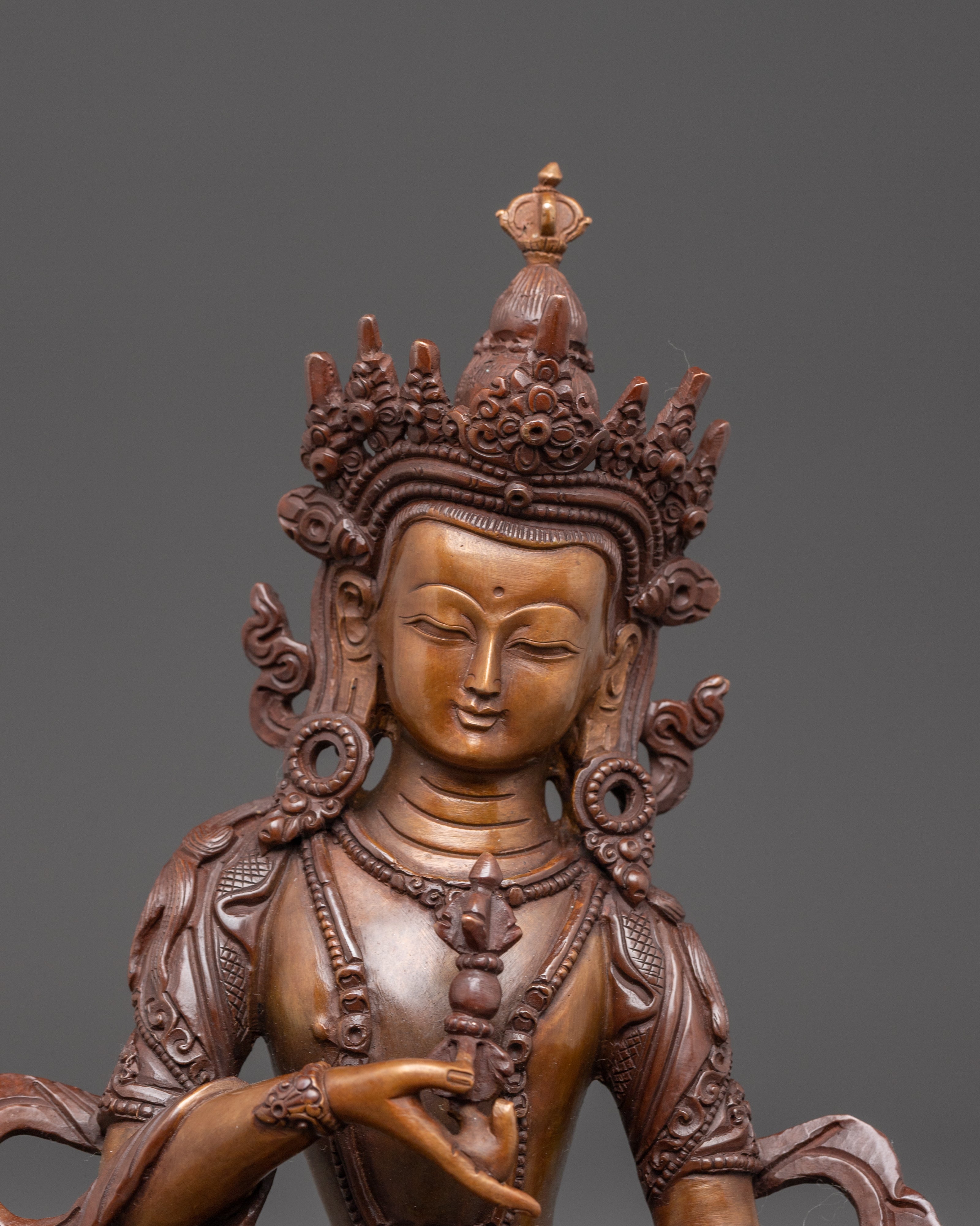 Handcrafted Oxidized Copper Statue of Bodhisattva Vajrasattva