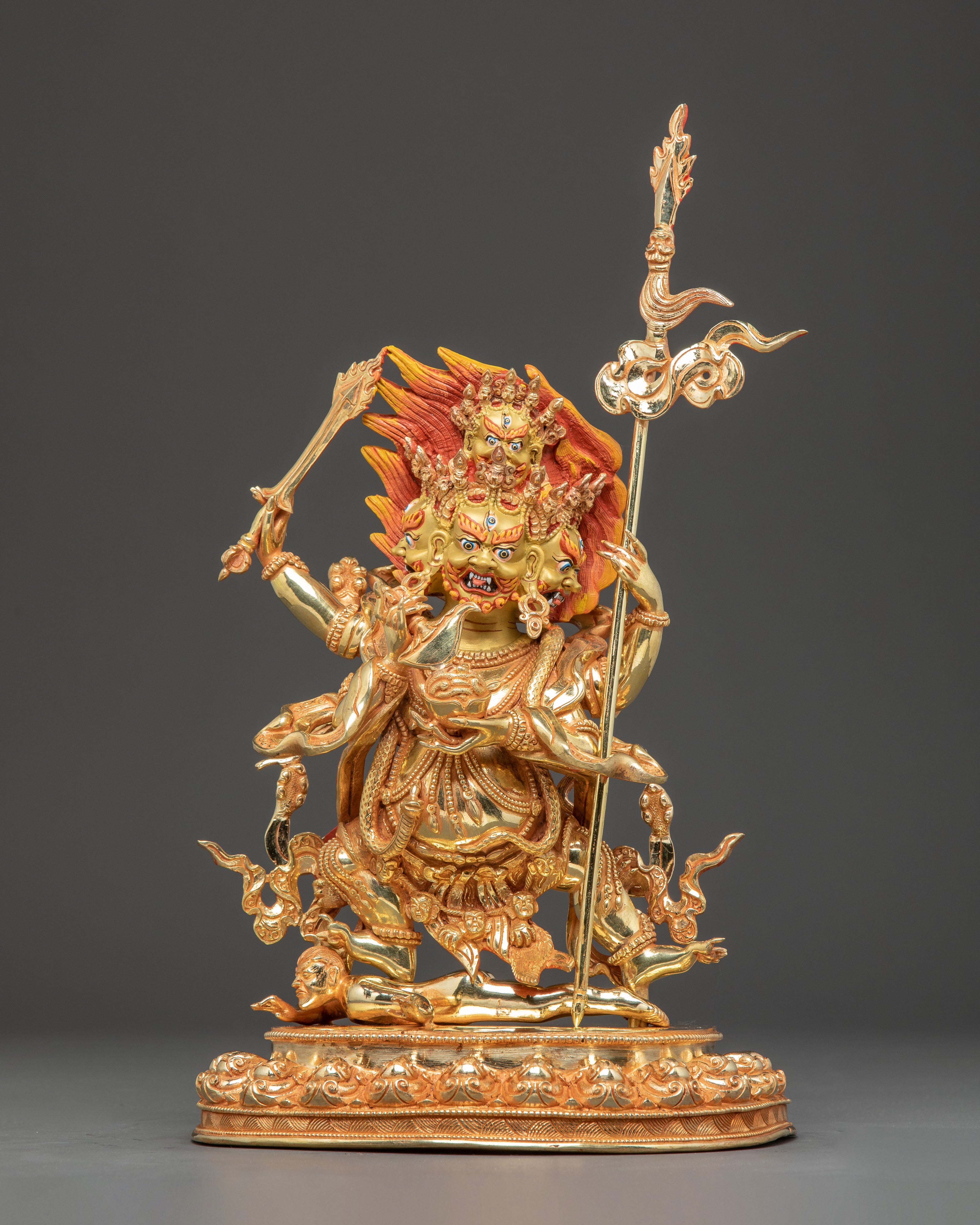 Wrathful Deity Four Armed Mahakala Statue | Powerful Protector