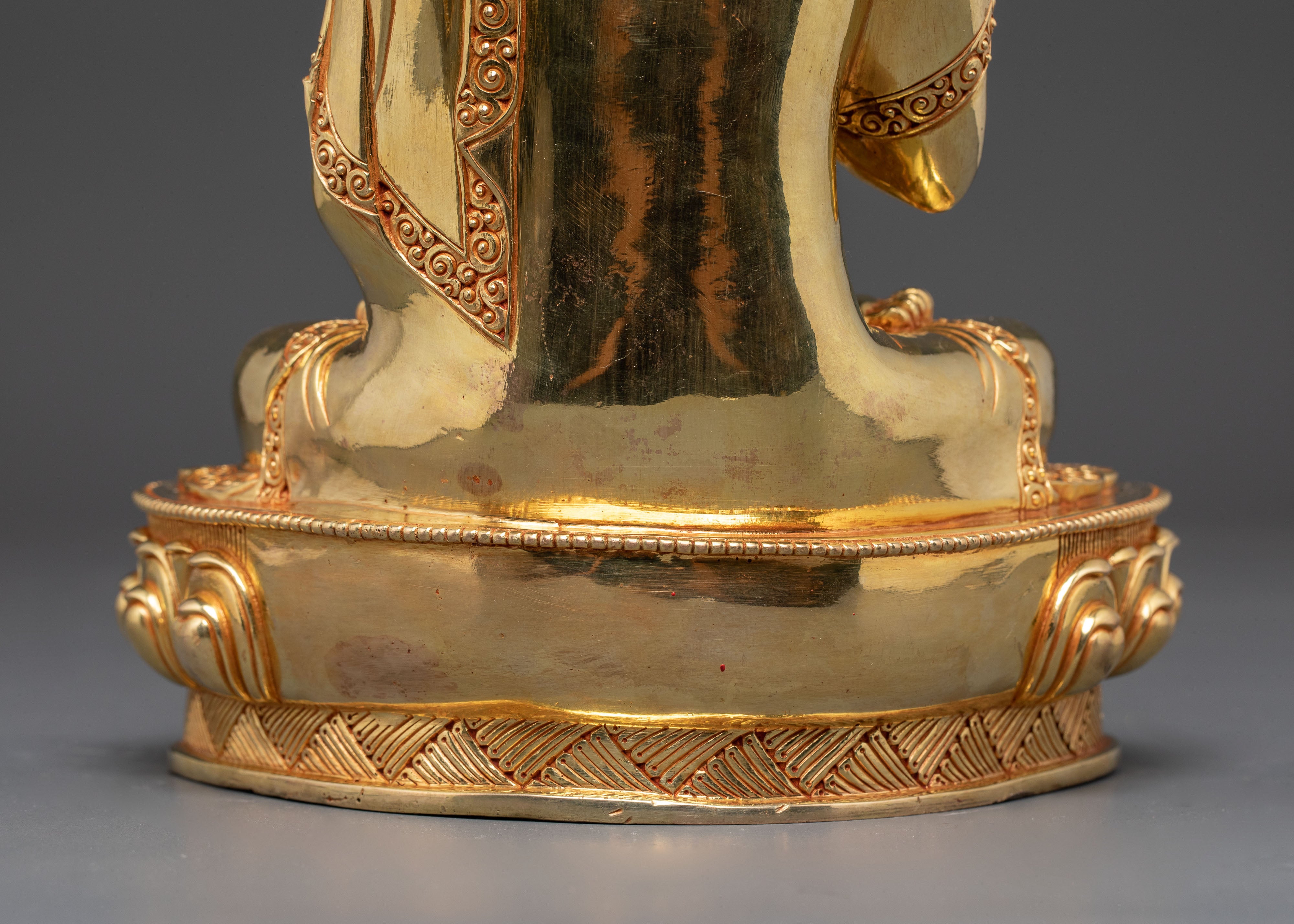 Golden Tsongkhapa Je, Gyaltsab and Khedrup Statue Set | Tibetan Buddhist Master Trio