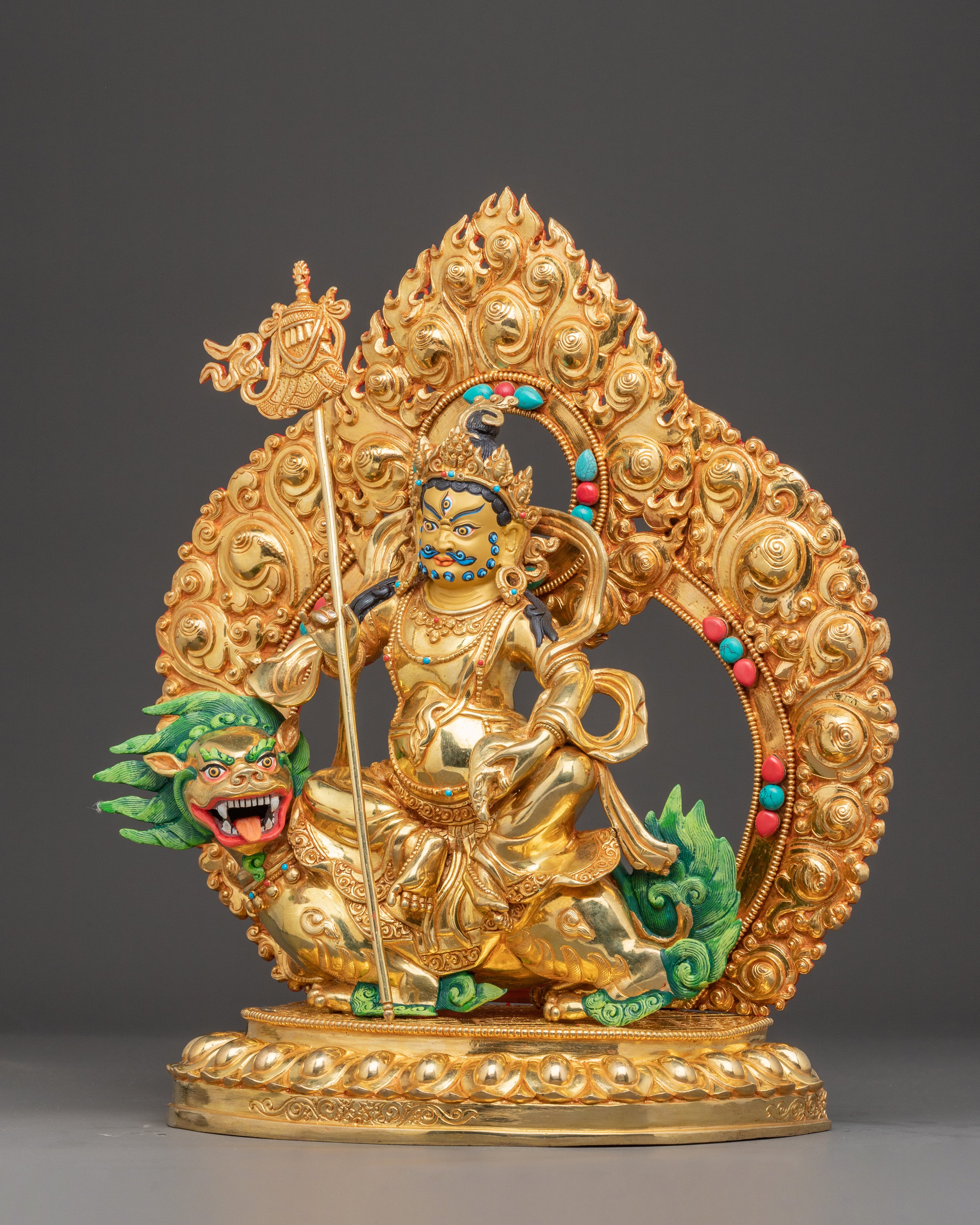Handmade Namtoshe Art in 24K Gold Gilding | Guardian Deity for Dharma Protection