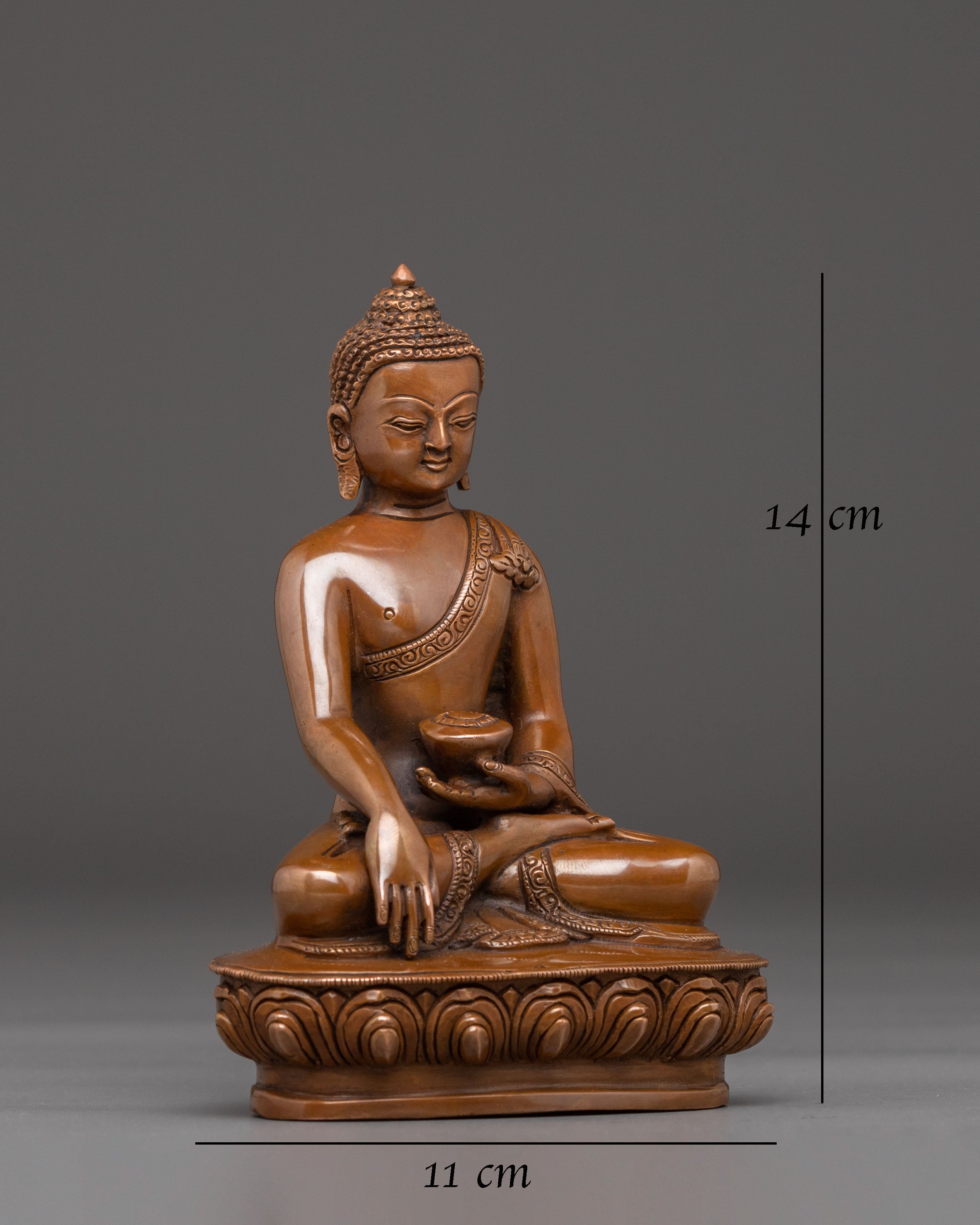 Handcrafted Oxidized Copper Statue of Wisdom Icon Shakyamuni Buddha