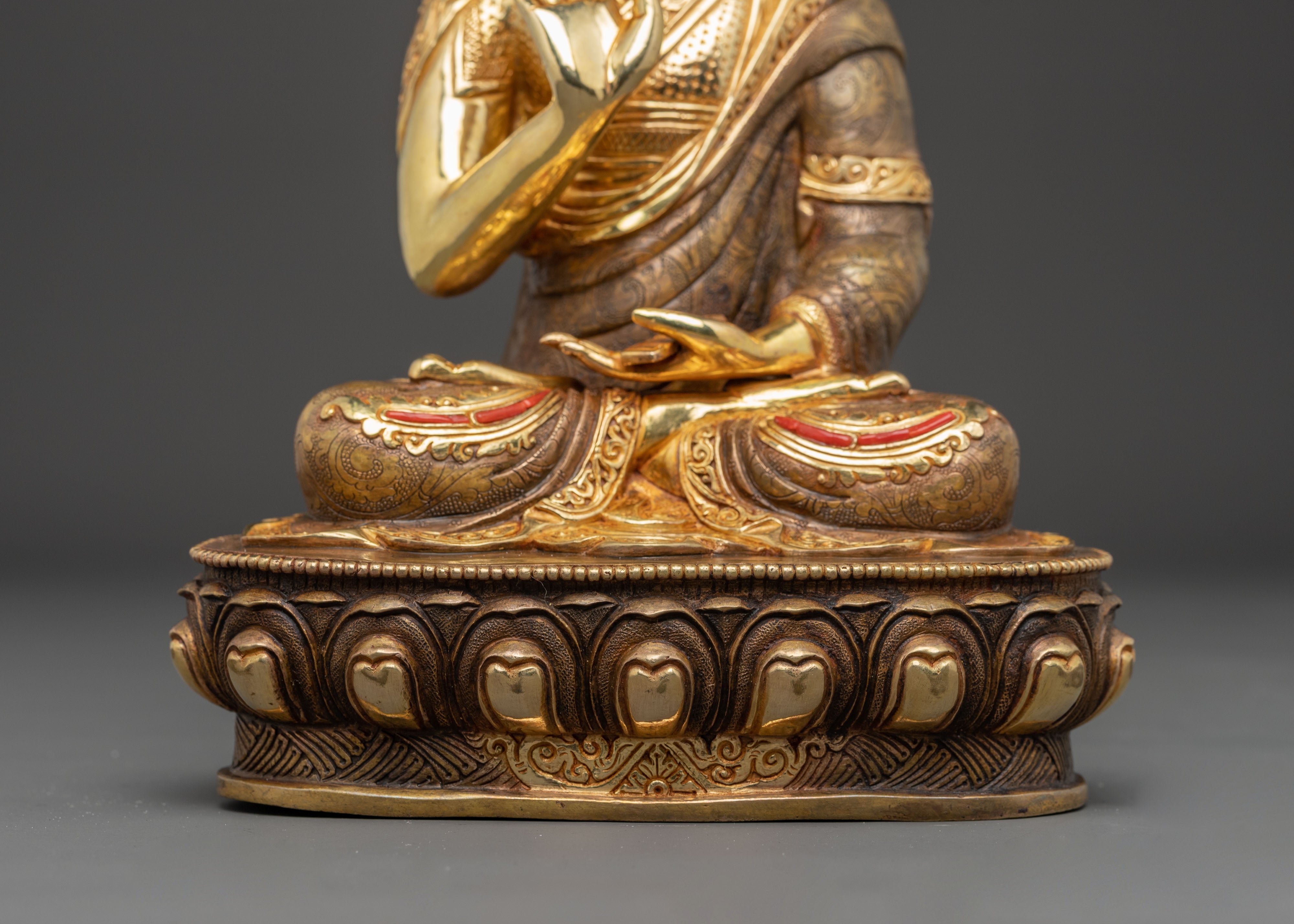 Handmade Tsongkhapa Statue Set for Meditation Decor