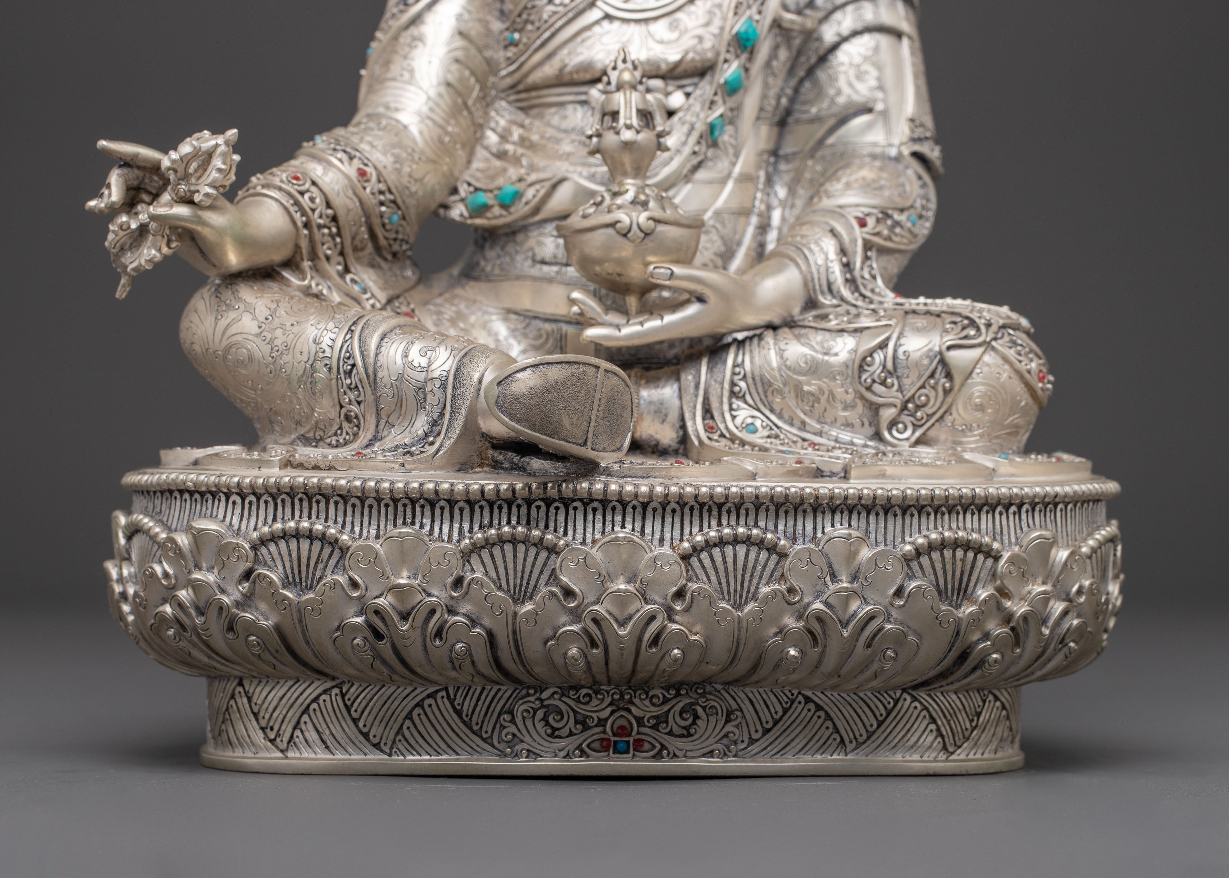 Silver Guru Rinpoche Statue | Tantric Master Padmasambhava