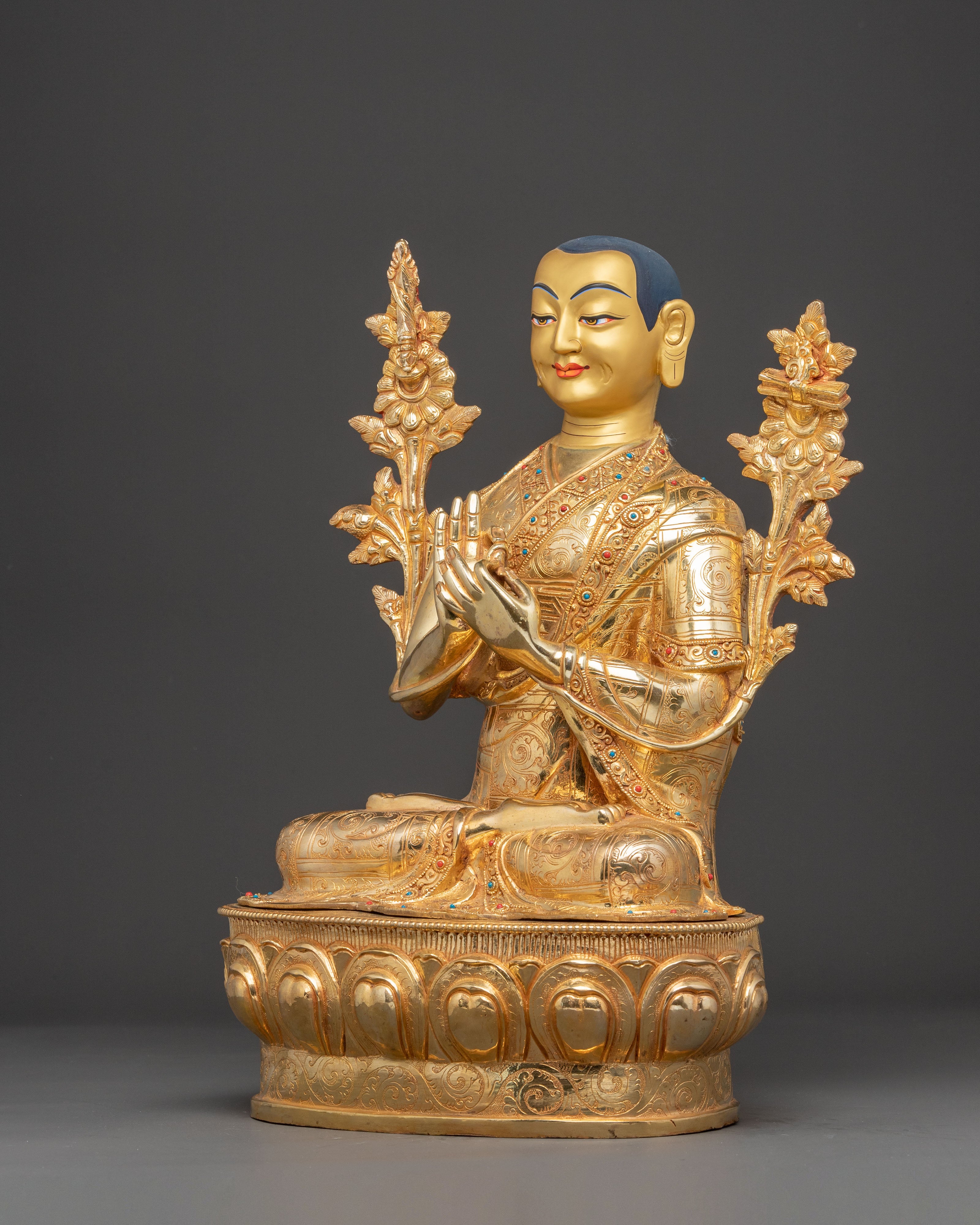 Handmade Tsongkhapa, Je Gyaltsab, and Je Khedrup Statues Set | Three Principal Masters