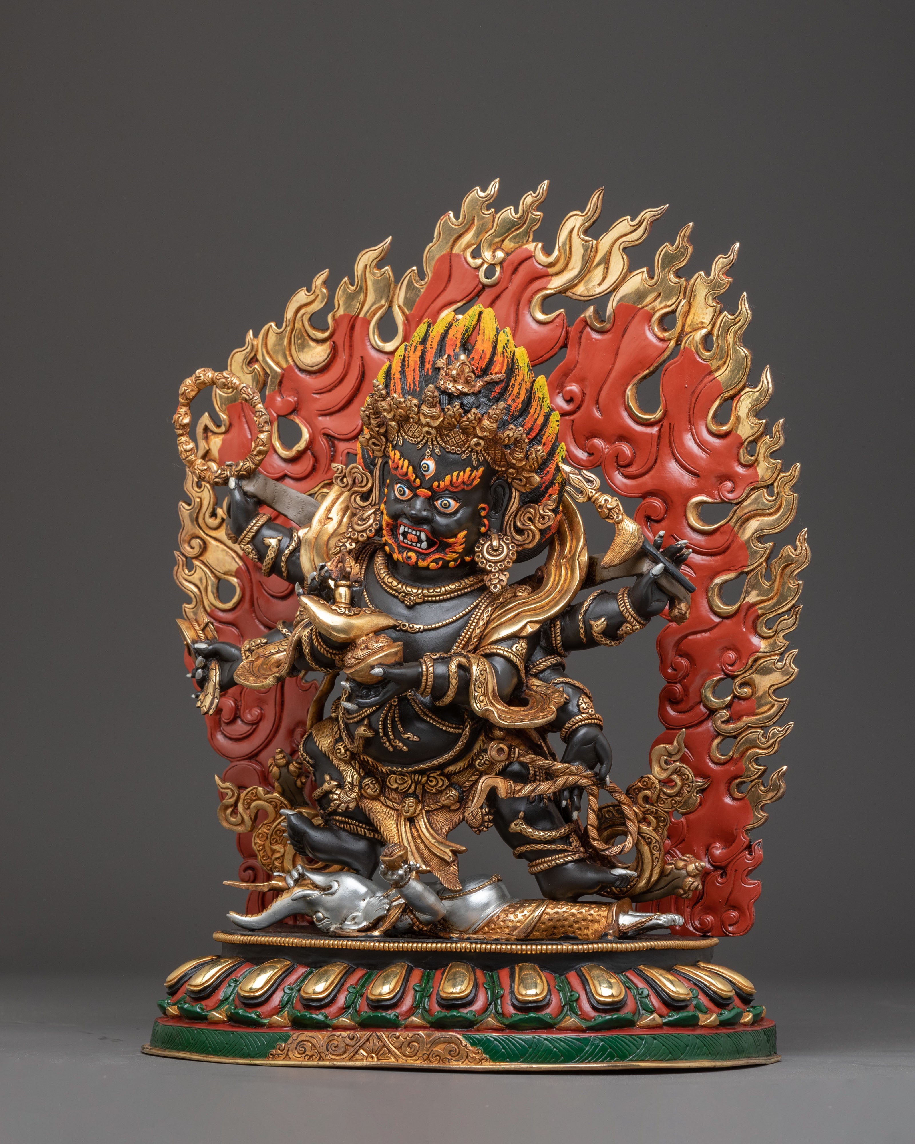 Majestic Statue of 6 Armed Mahakala | Fierce Dharma Protector