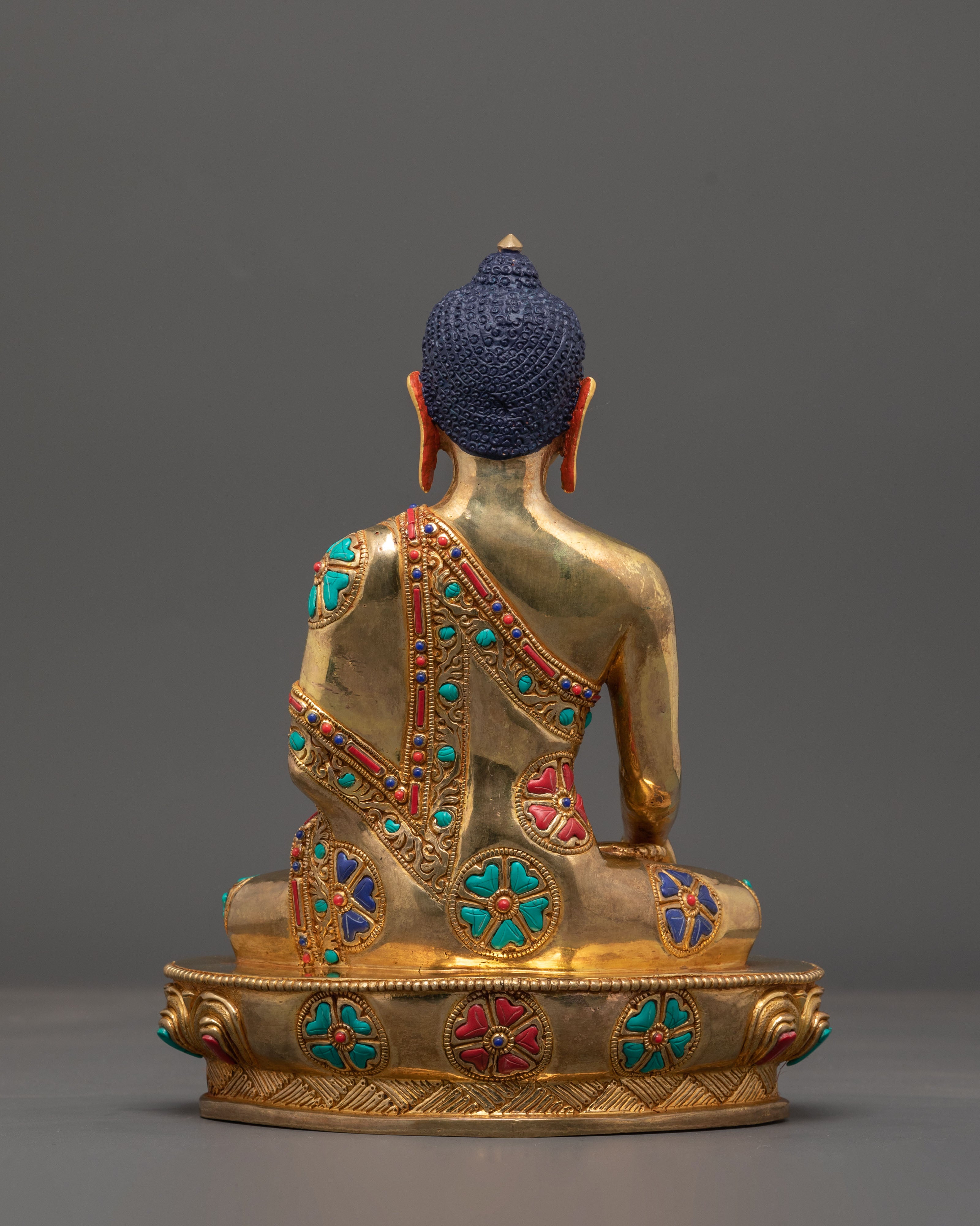 Golden Shakyamuni Buddha, Handmade Himalayan Sculpture