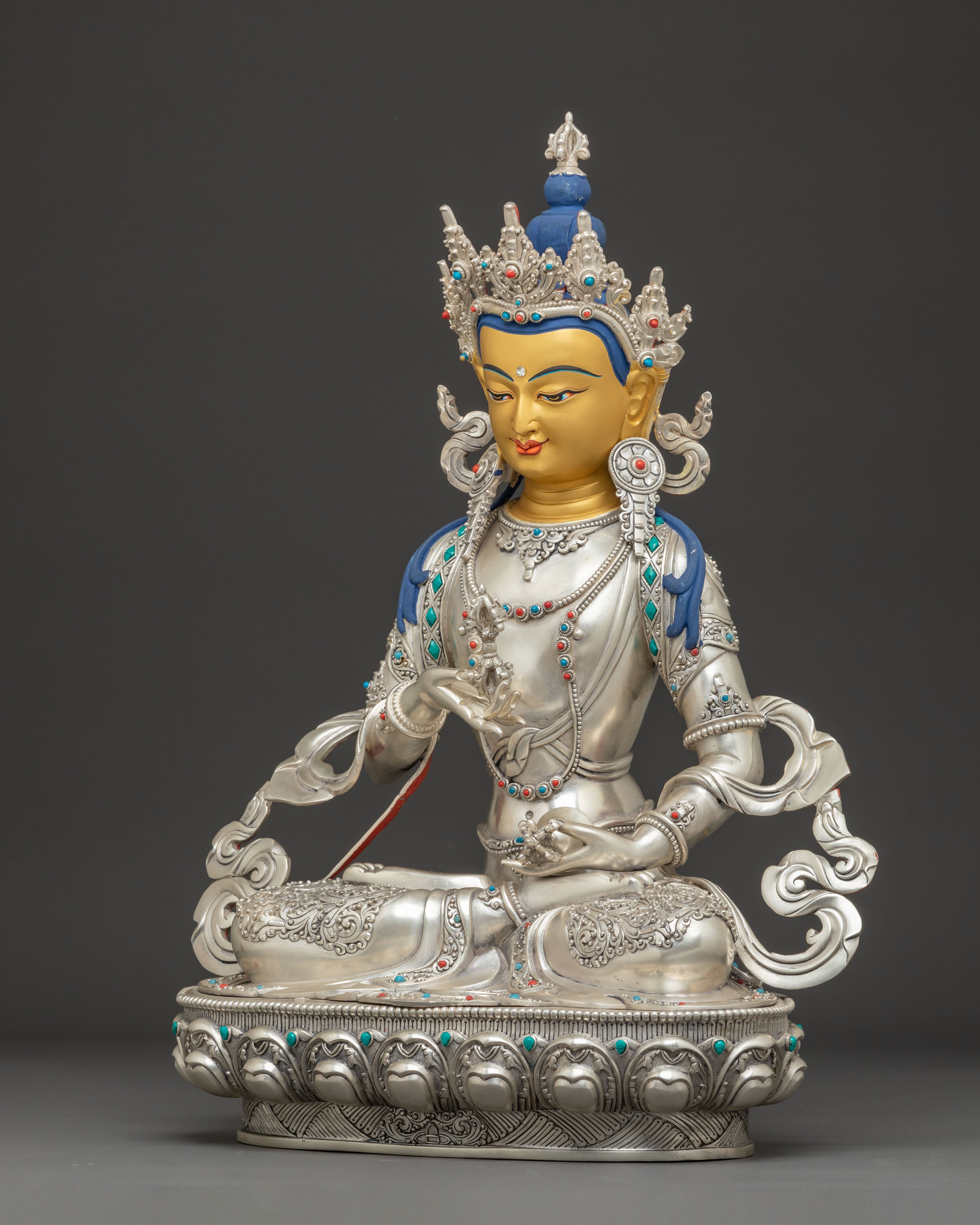 Silver Vajrasattva Statue: Bodhisattva of Purification