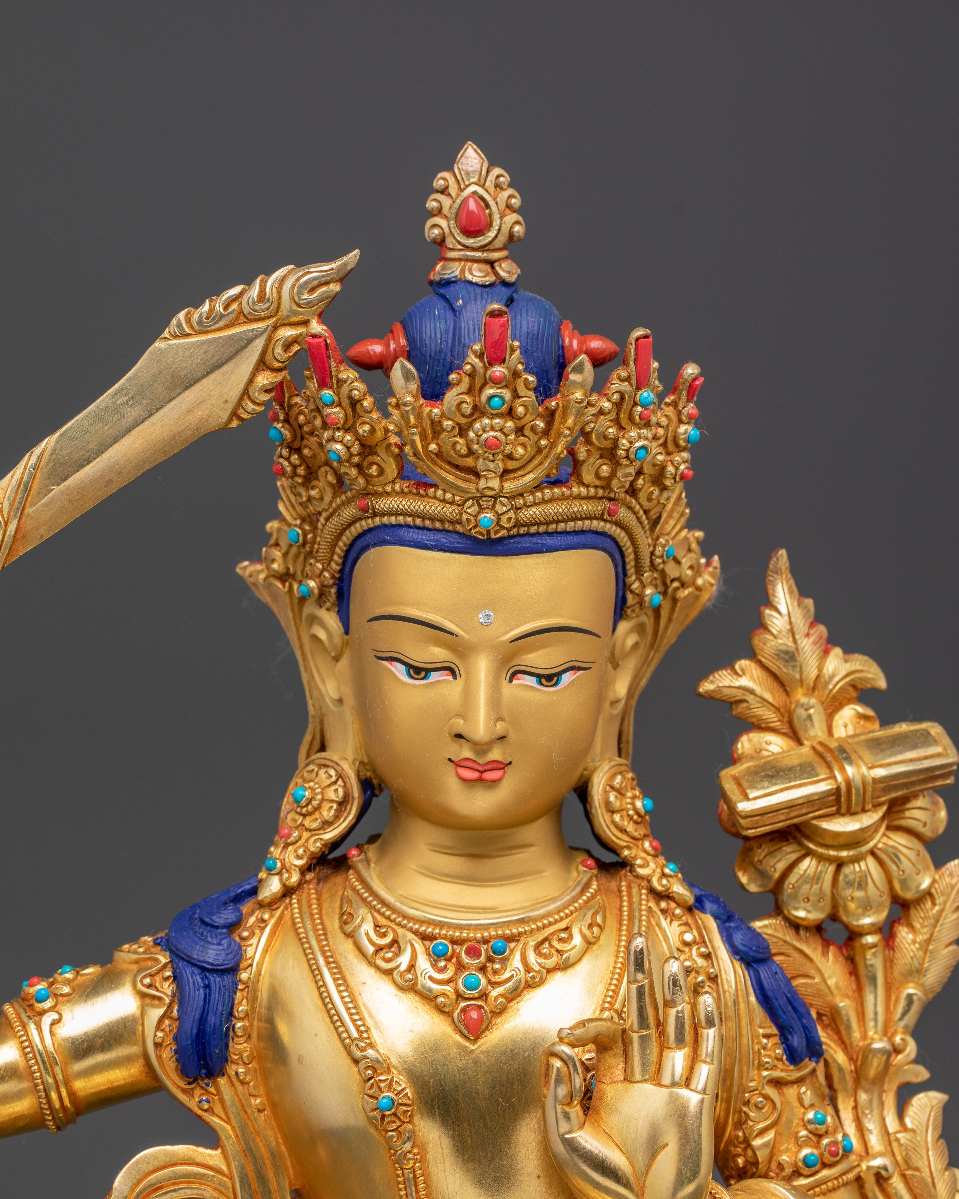 Handmade Figurine of Manjushri | Wisdom Bodhisattva Sculpture