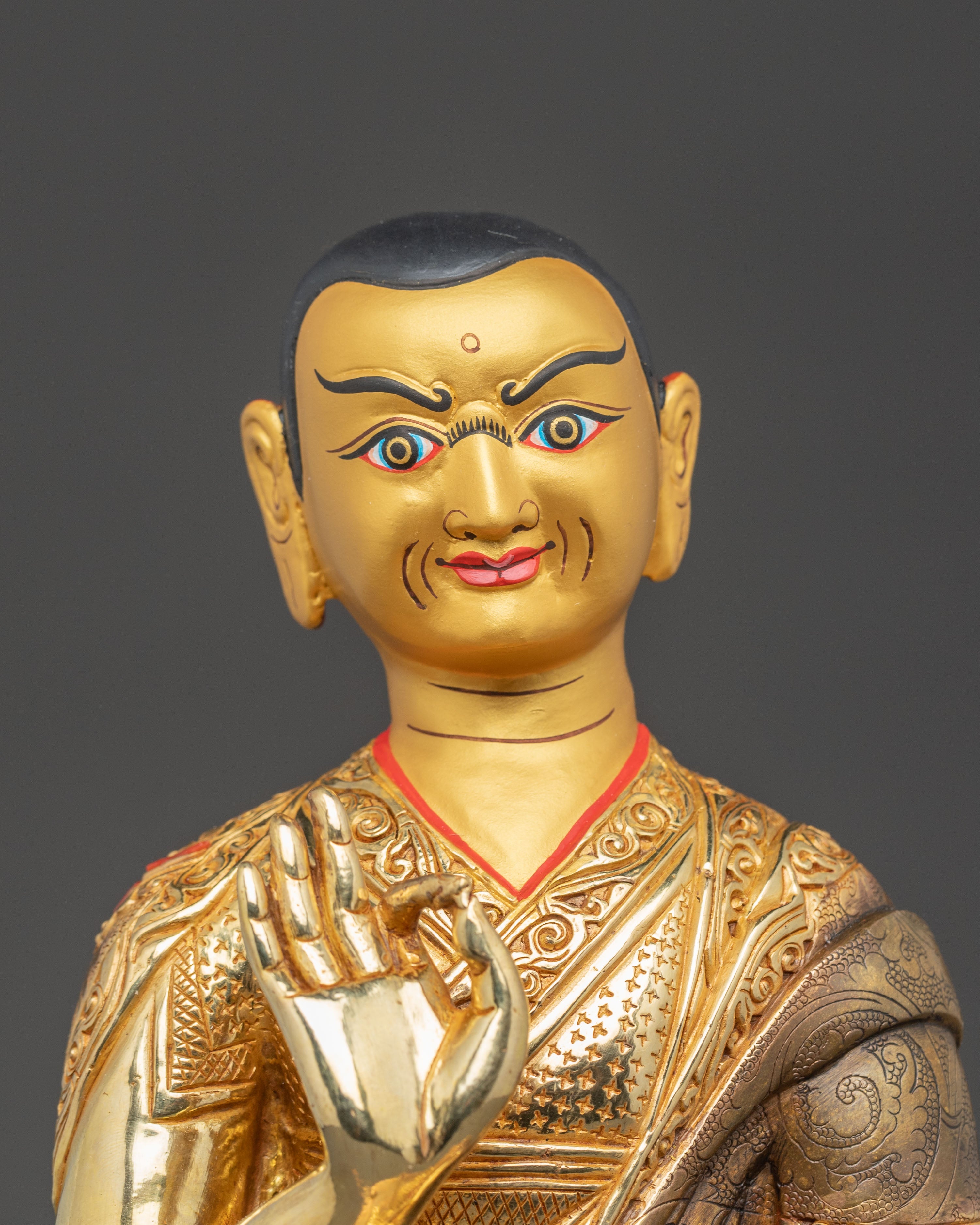 Handmade Tsongkhapa Statue Set for Meditation Decor