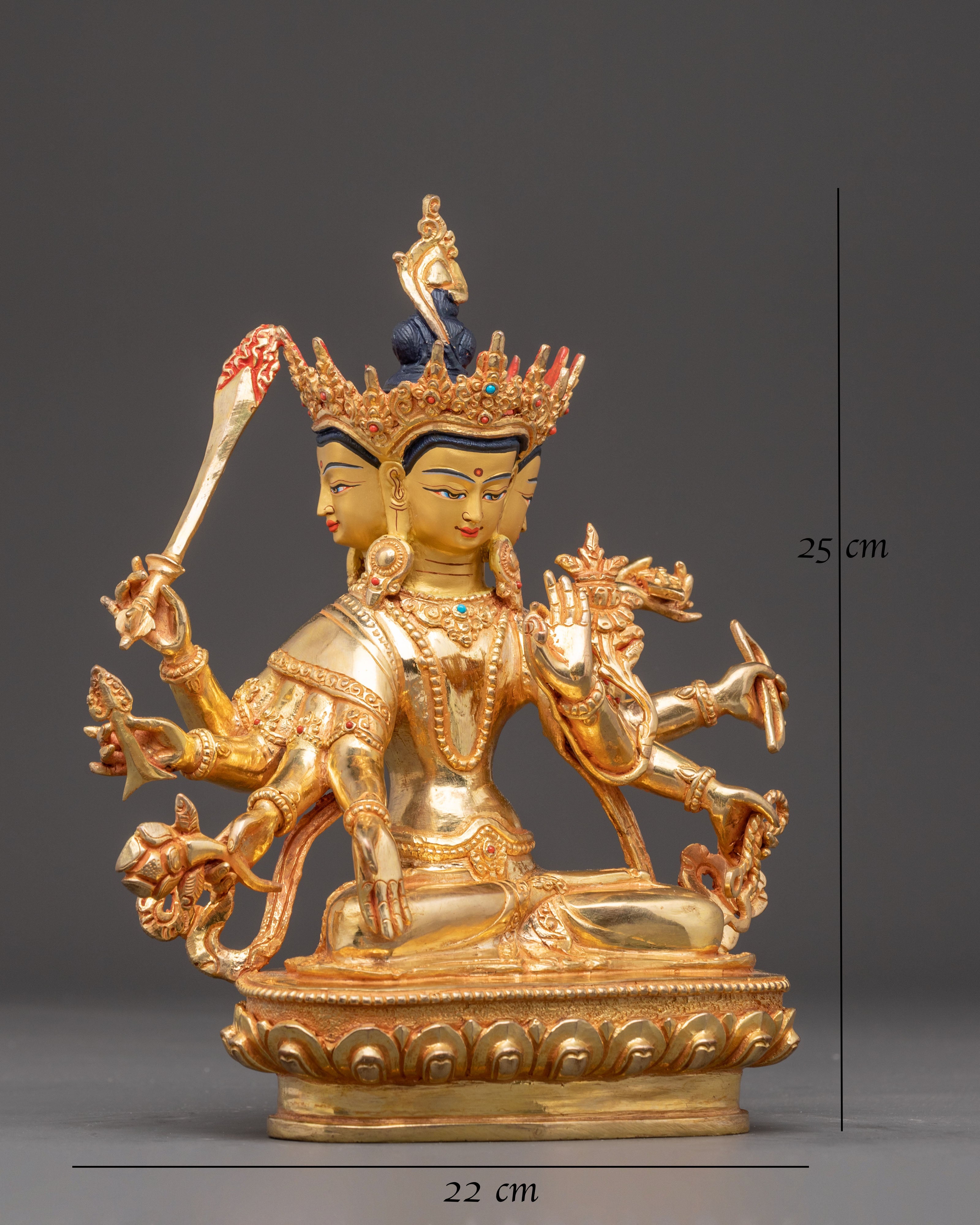 Vajrayana Maha Manjushri Copper Figurine | Symbol of Transcendent Wisdom
