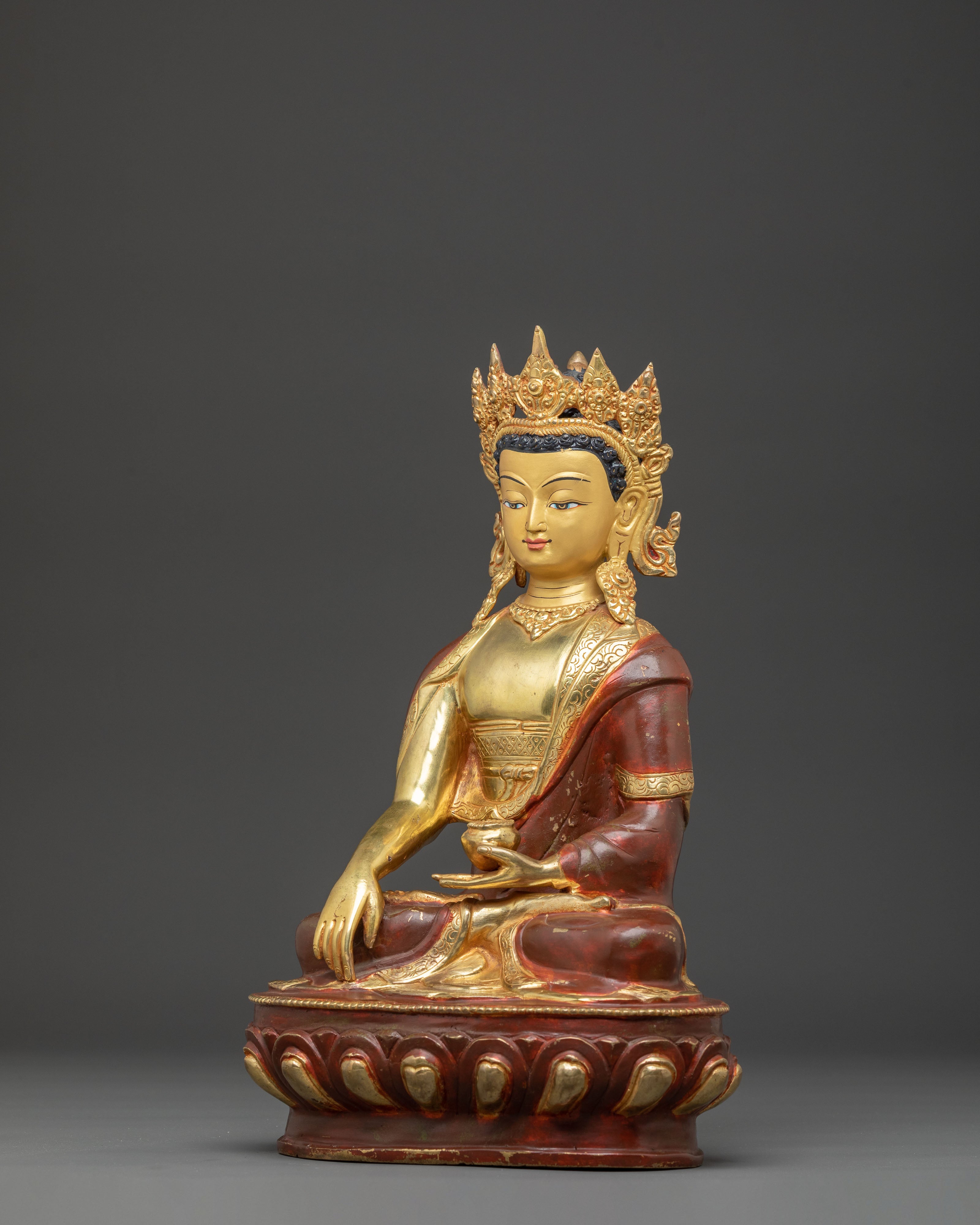 Handmade Statue of Crowned Shakyamuni Buddha | Historical Buddha