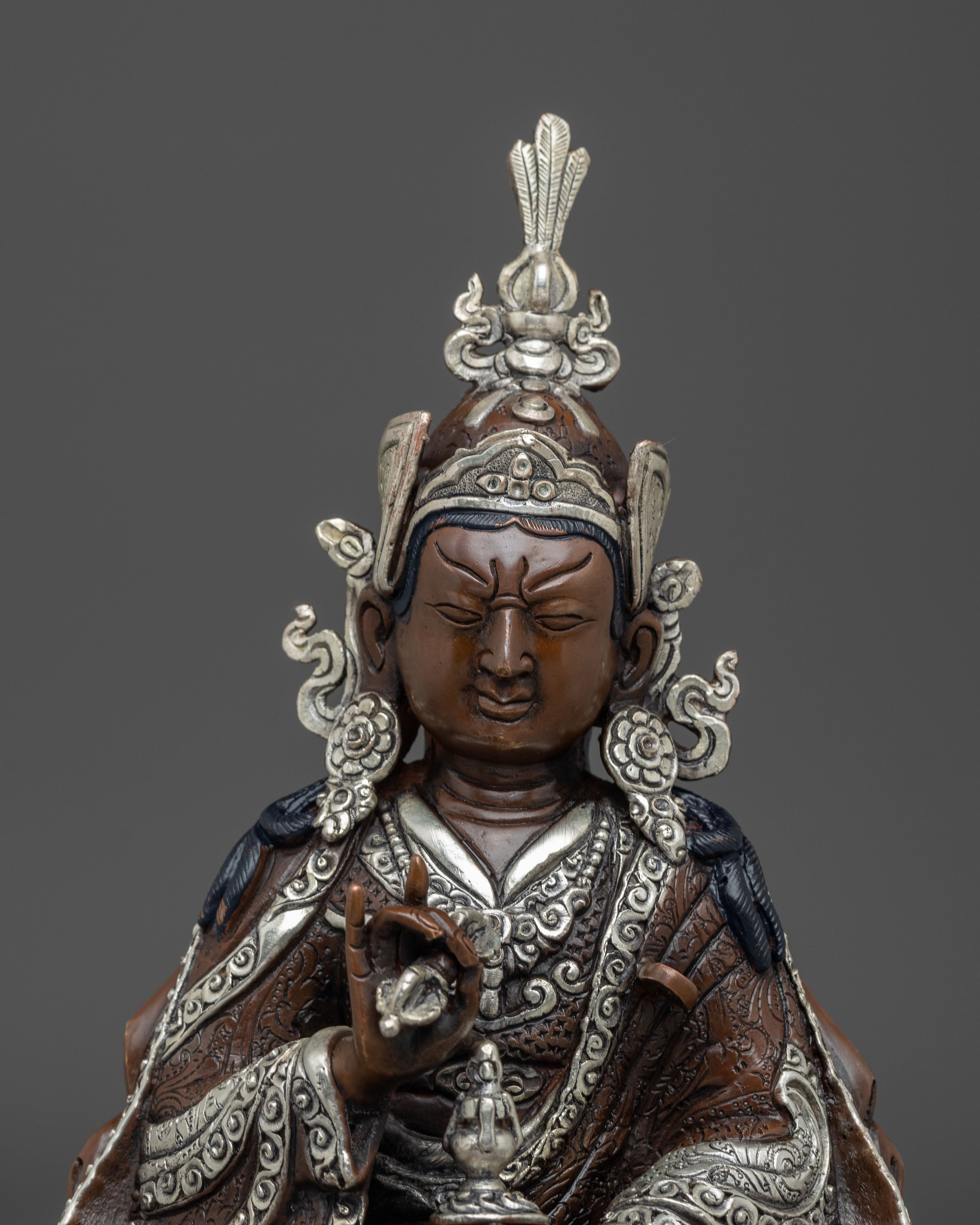 Handmade Oxidized Himalayan Guru Tsokye Statue | Meditation, Spiritual Decor