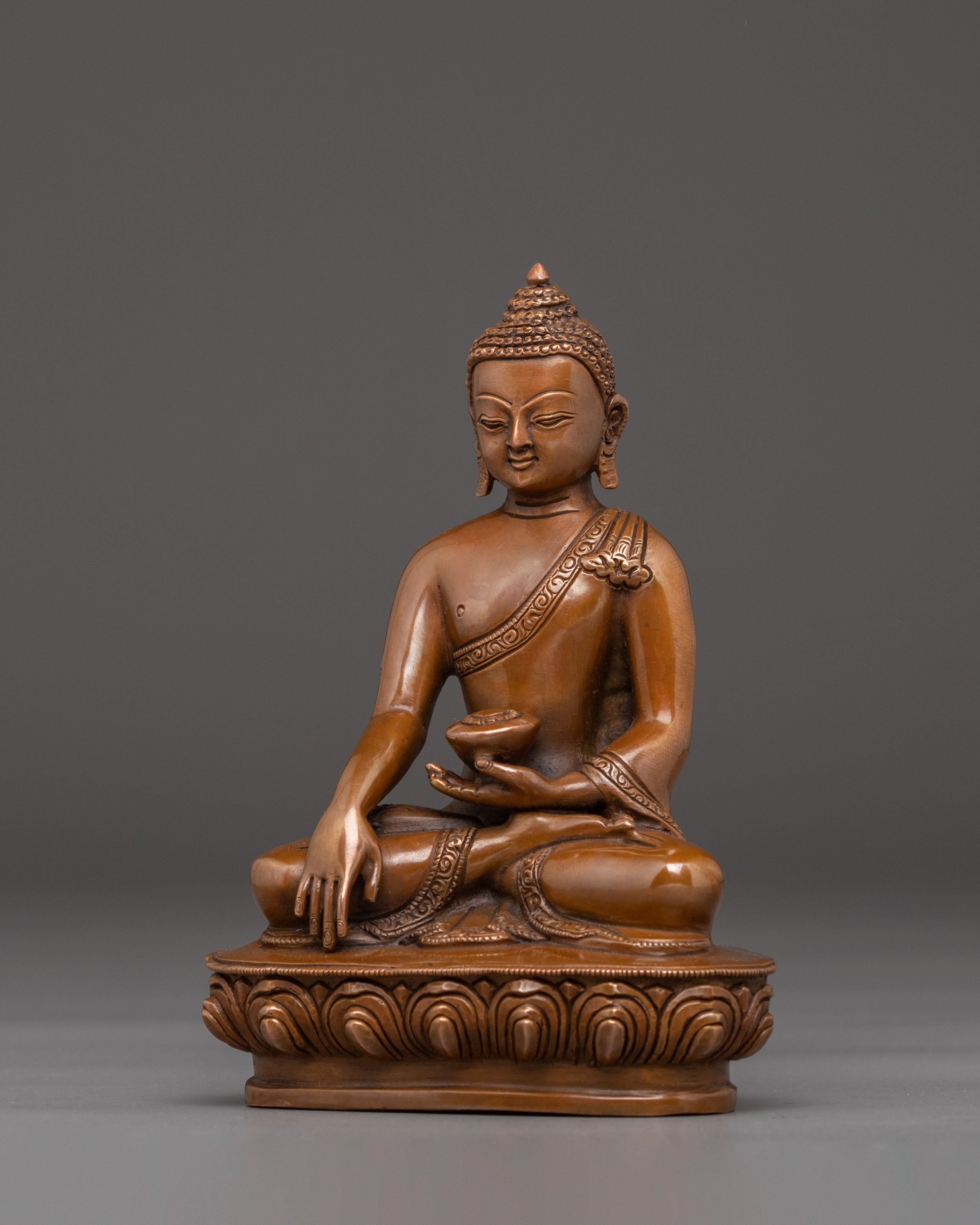 Handcrafted Oxidized Copper Statue of Wisdom Icon Shakyamuni Buddha