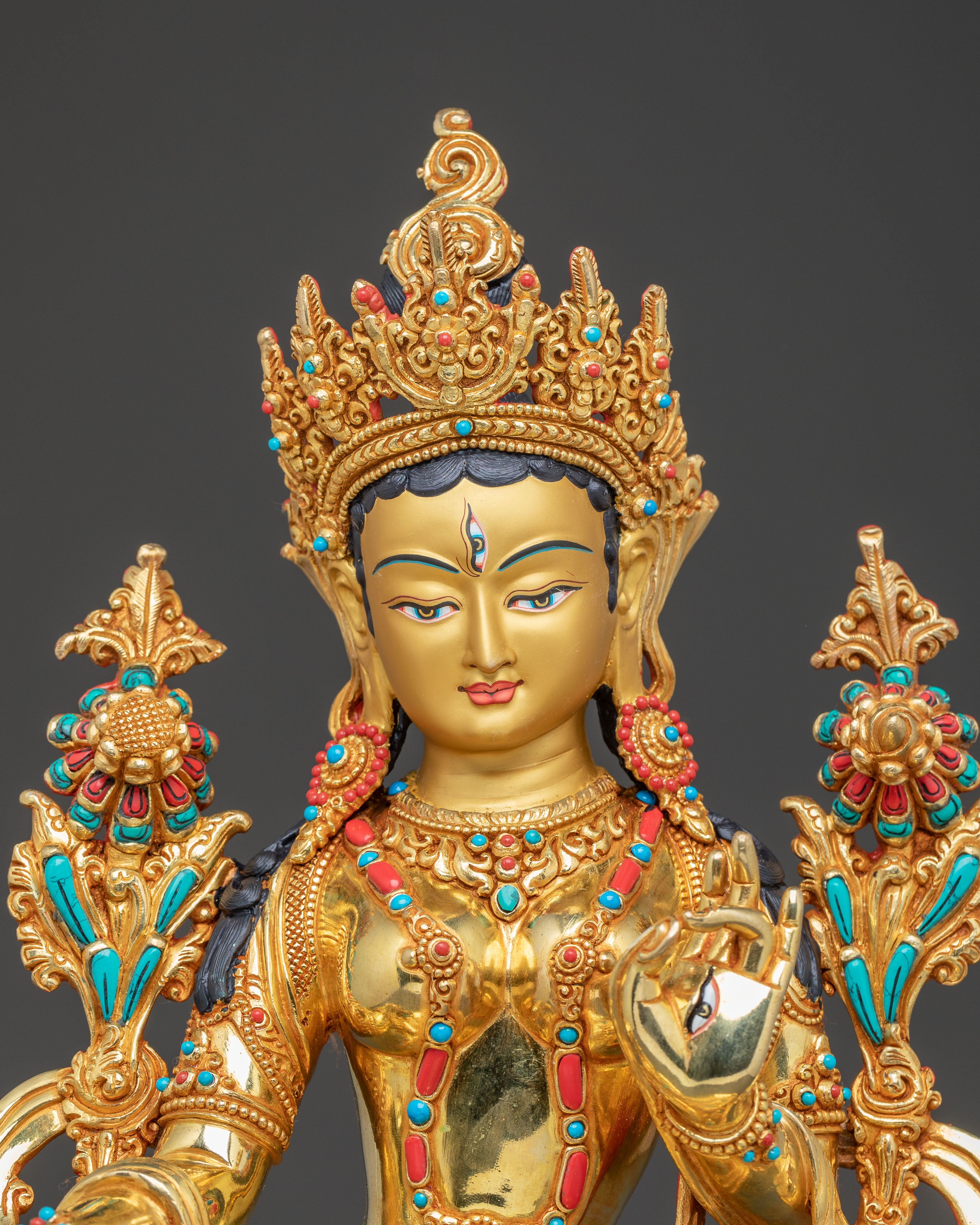 Himalayan White Tara Handmade Statue: Healing Goddess | Traditional Tibetan Art