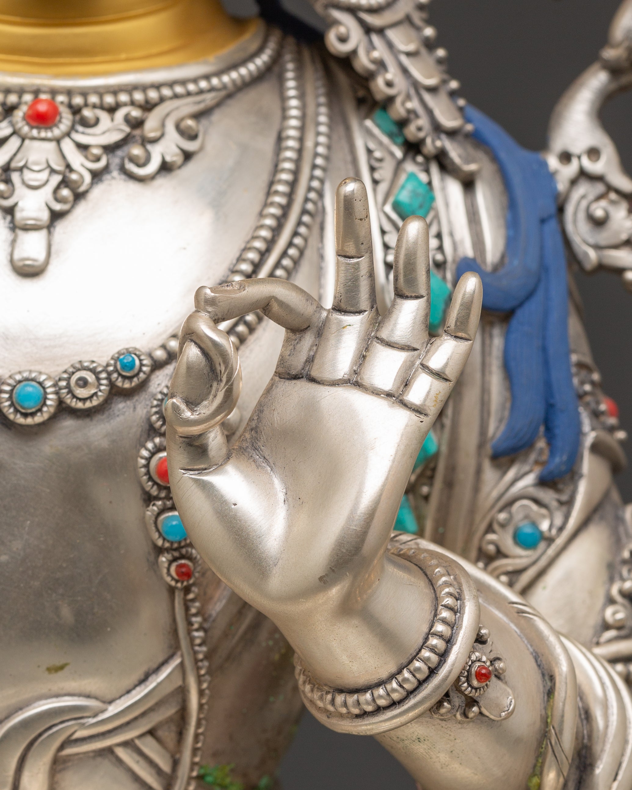 Silver Manjushri Statue | Bodhisattva of Supreme Wisdom