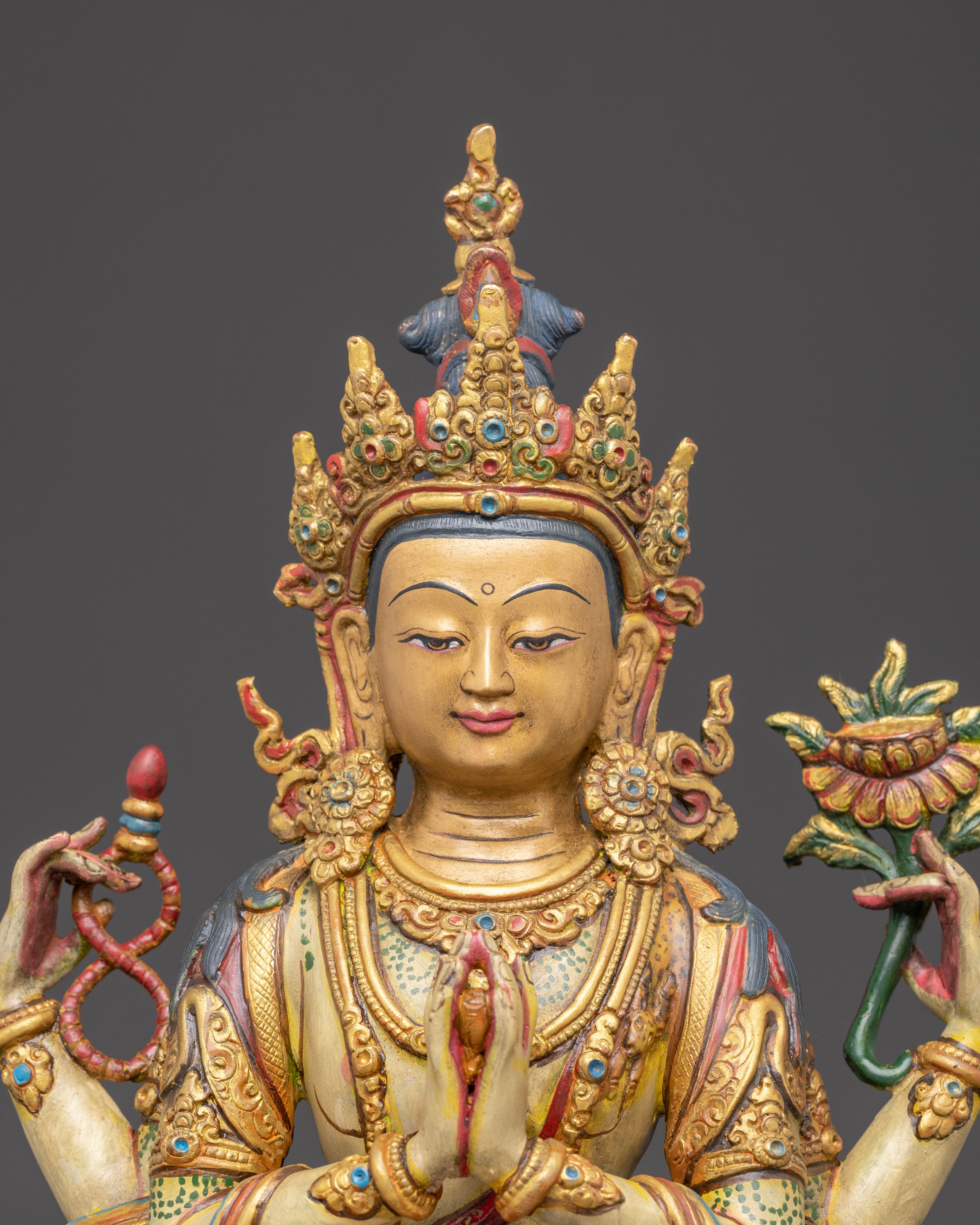 Handmade Himalayan Chenrezig Art Bodhisattva of Wisdom