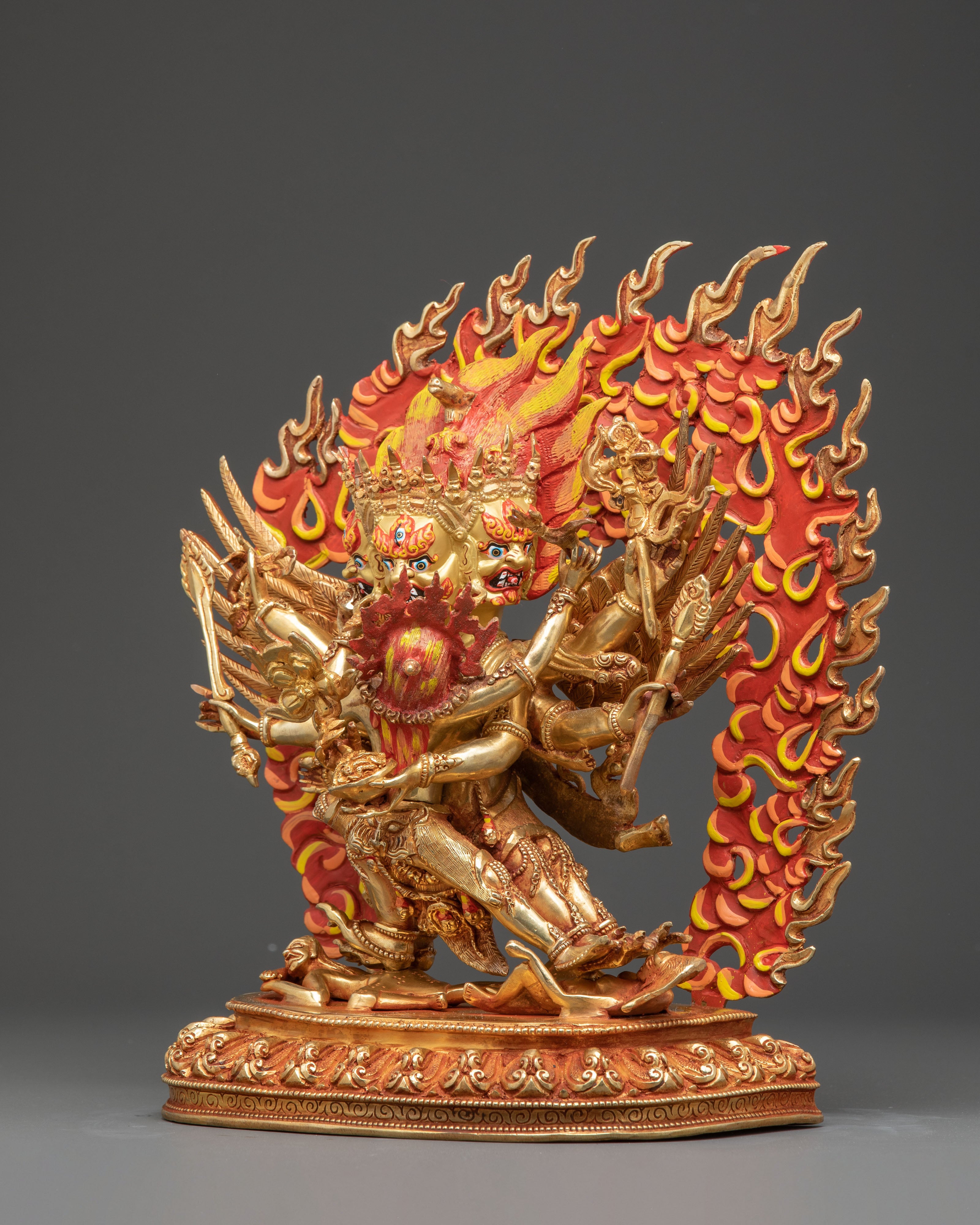 Handcrafted Golden Statue of Hayagriva | Fierce Tibetan Protector Deity