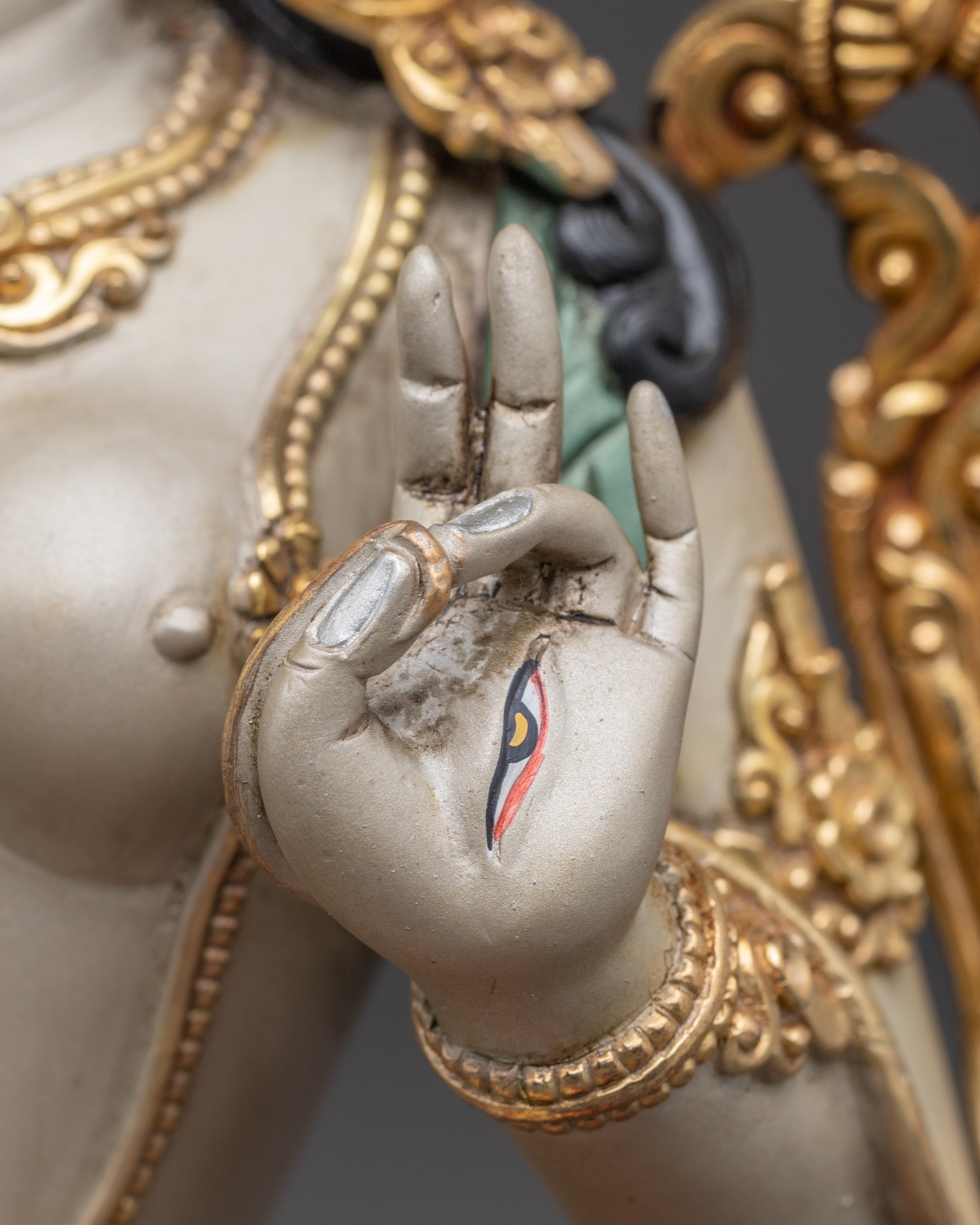 Handcrafted Himalayan Golden White Tara Divine Feminine Goddess | Traditional Artwork