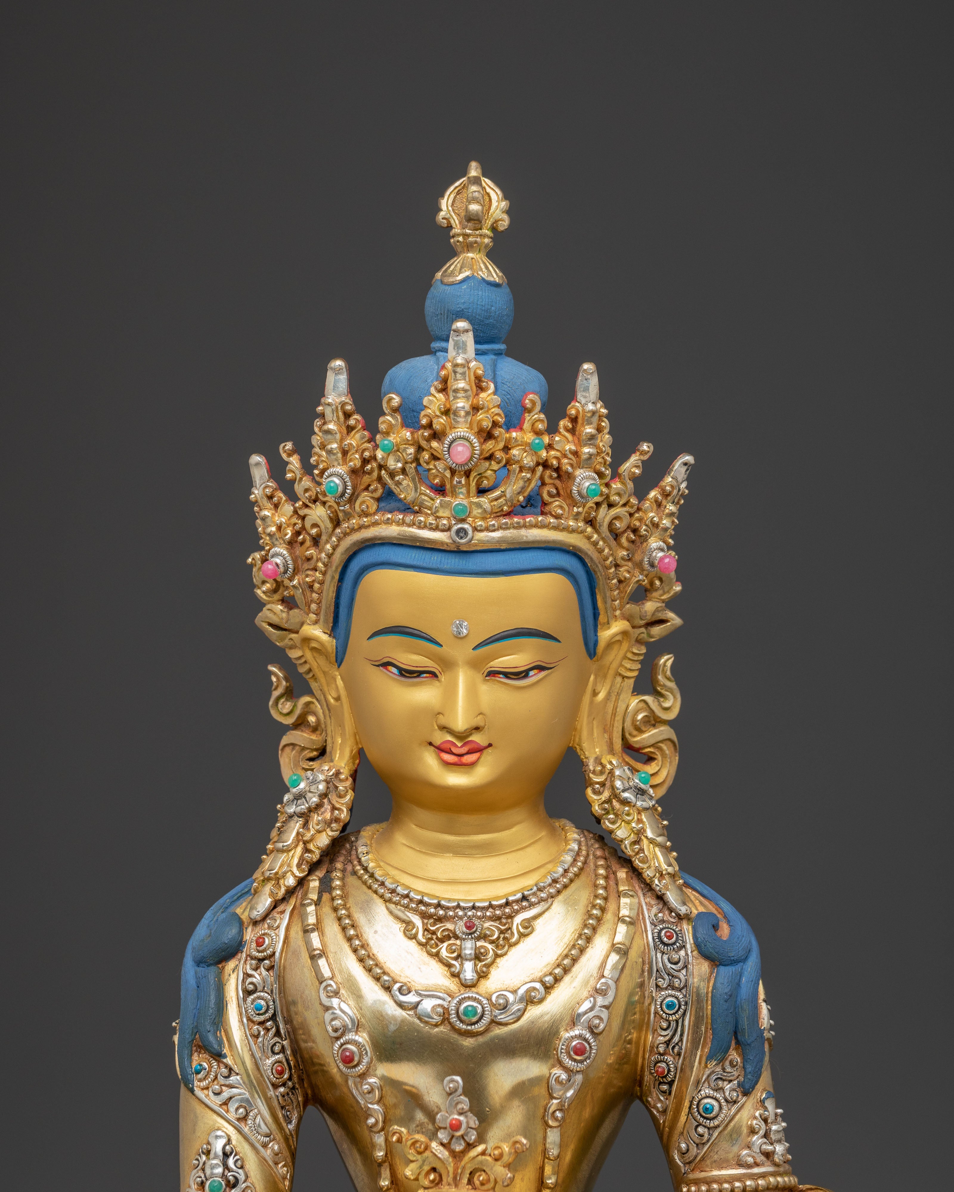 Golden Kshitigarbha Statue: Divine Bodhisattva Deity
