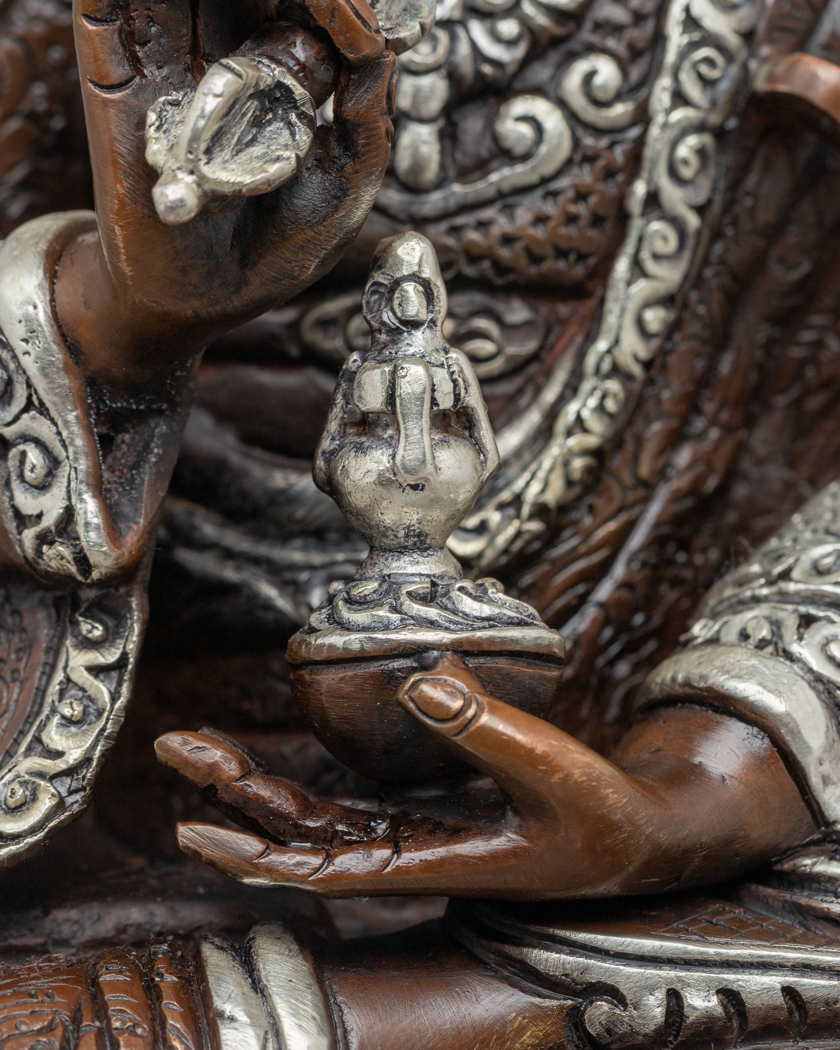 Handmade Oxidized Himalayan Guru Tsokye Statue | Meditation, Spiritual Decor