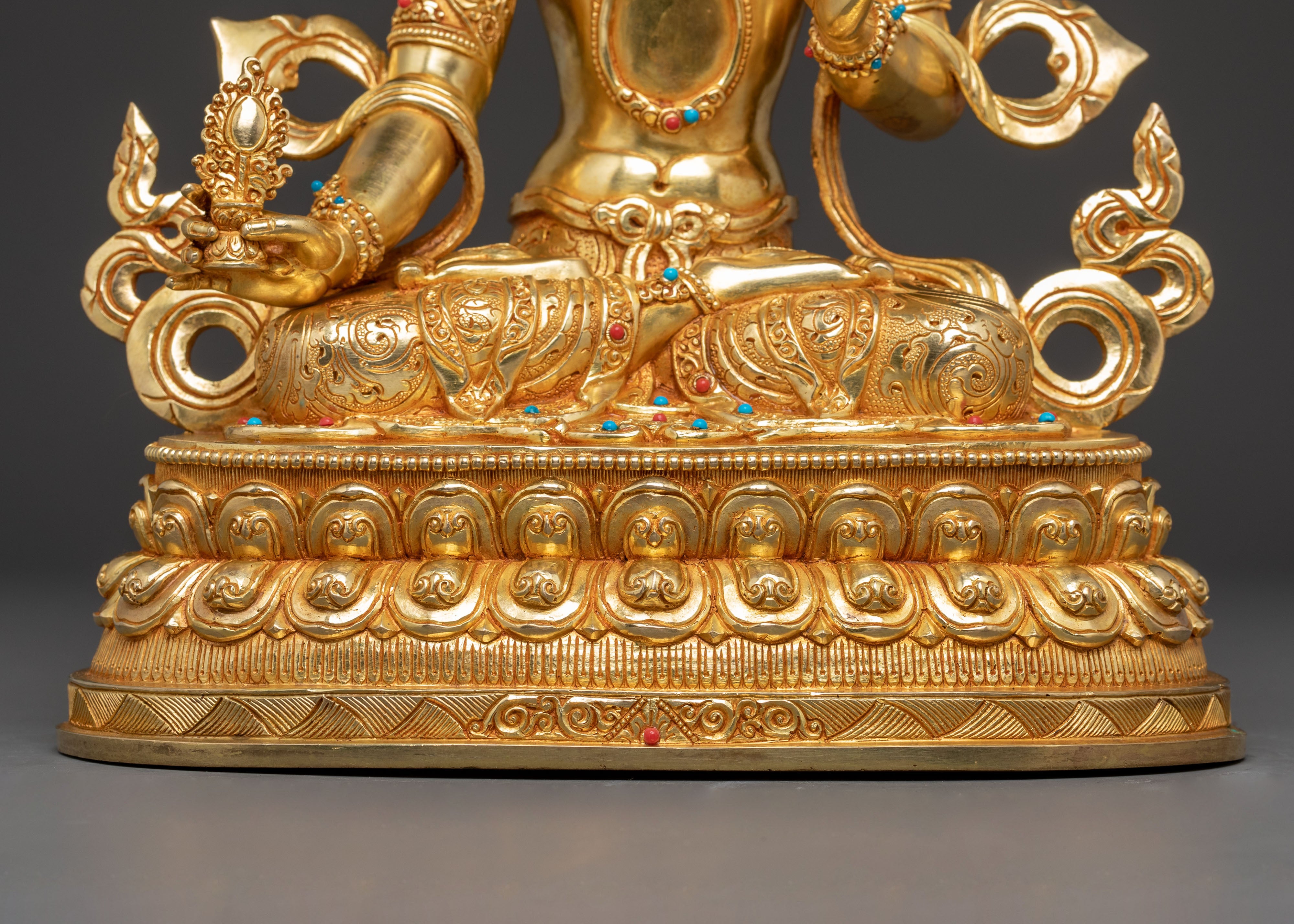 Dukar Statue: The Protector Bodhisattva | Gold Gilded Tibetan Icon
