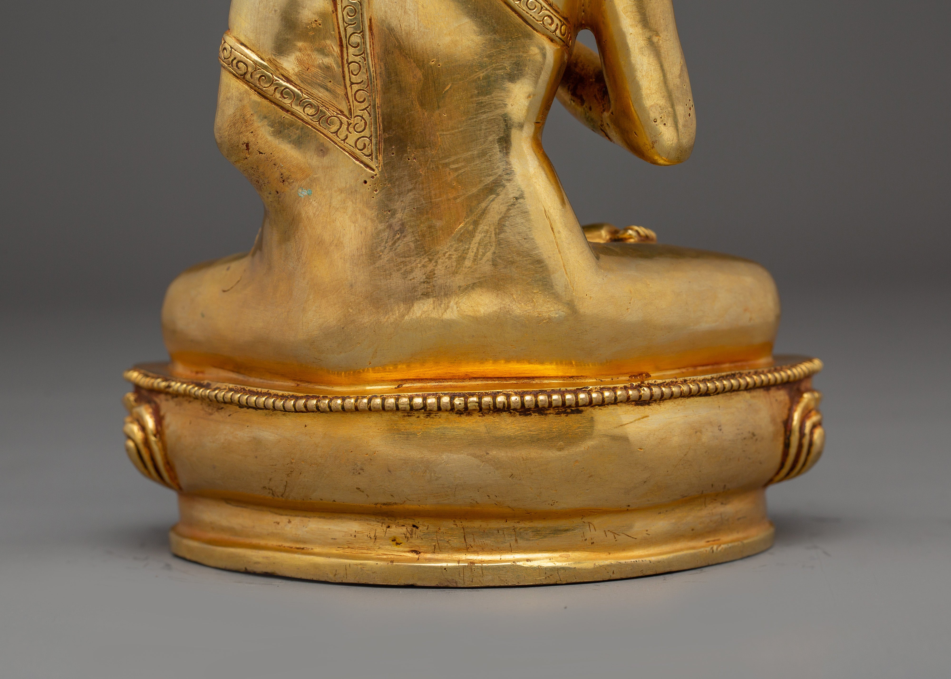 Adhinath Buddha Gold Gilded and Copper Statue | Sculpture for Spiritual Spaces and Altars