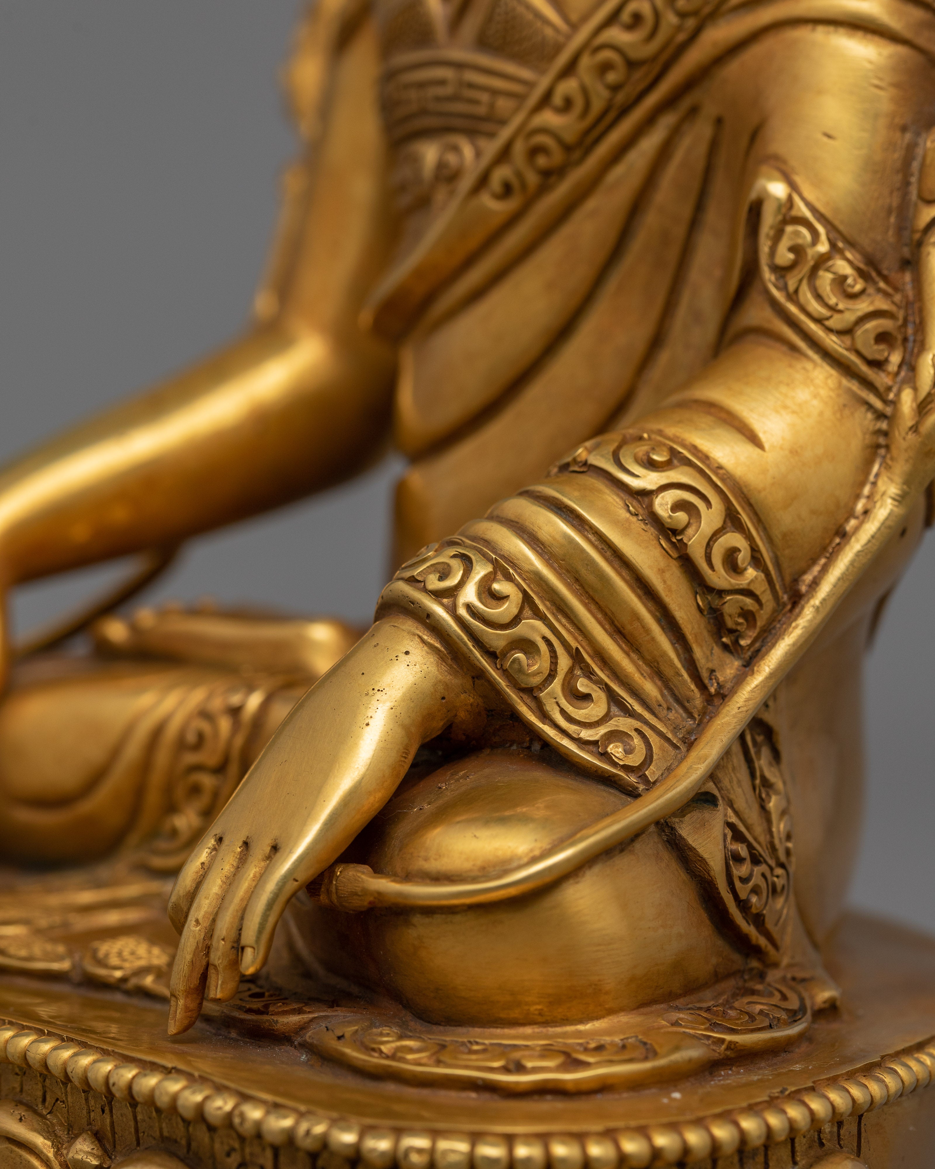 Buddhist Master Longchenpa Statue | 24k Gold Gilded Fine Artwork