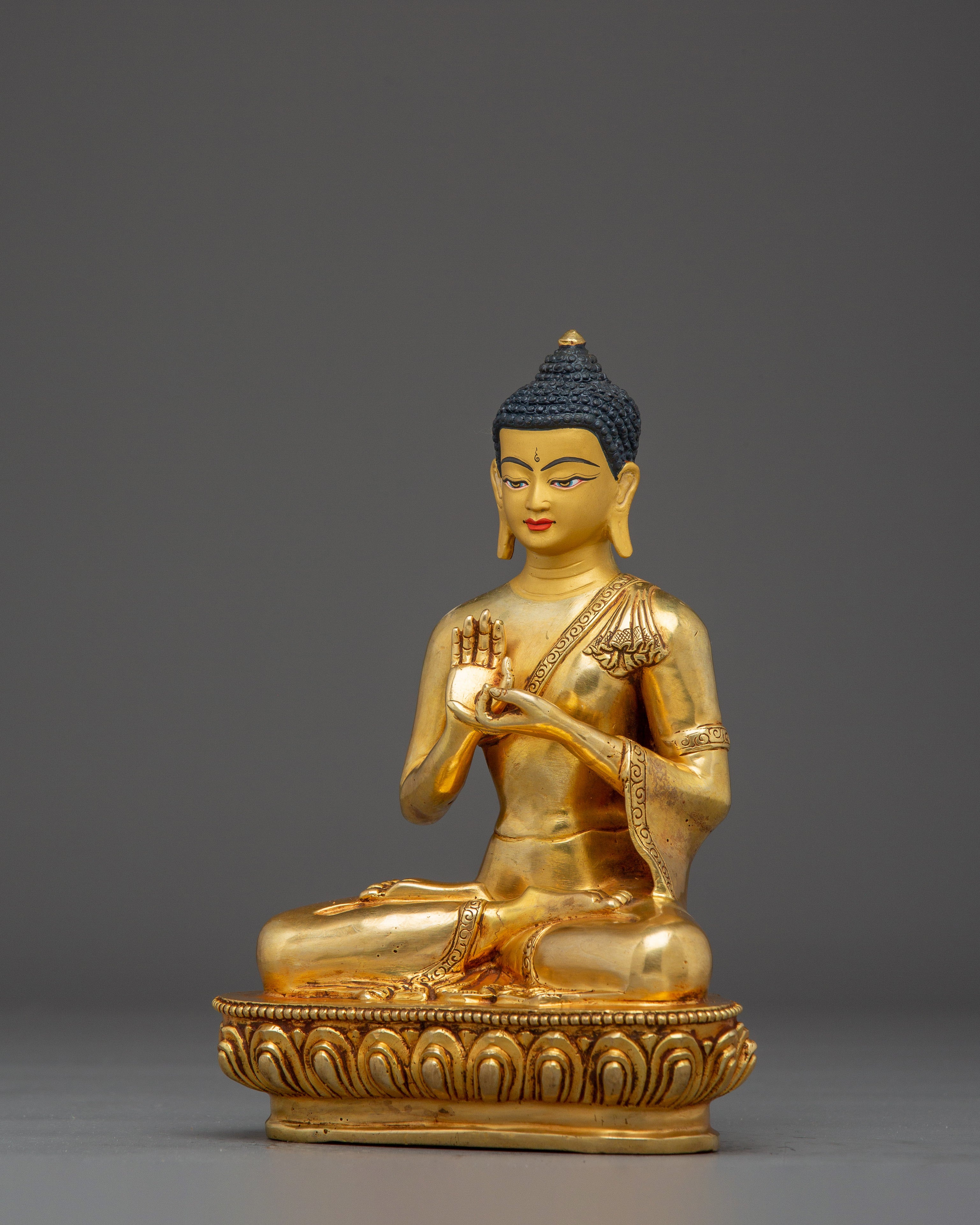 Adhinath Buddha Gold Gilded and Copper Statue | Sculpture for Spiritual Spaces and Altars