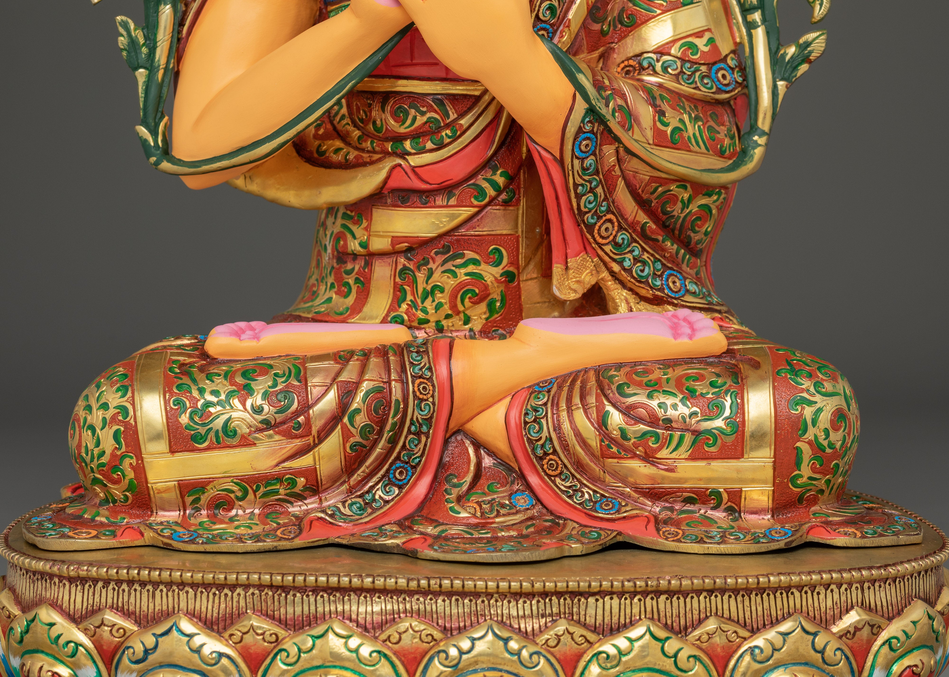 Handmade Tsongkhapa Statue Set | Symbolism of Wisdom and Compassion
