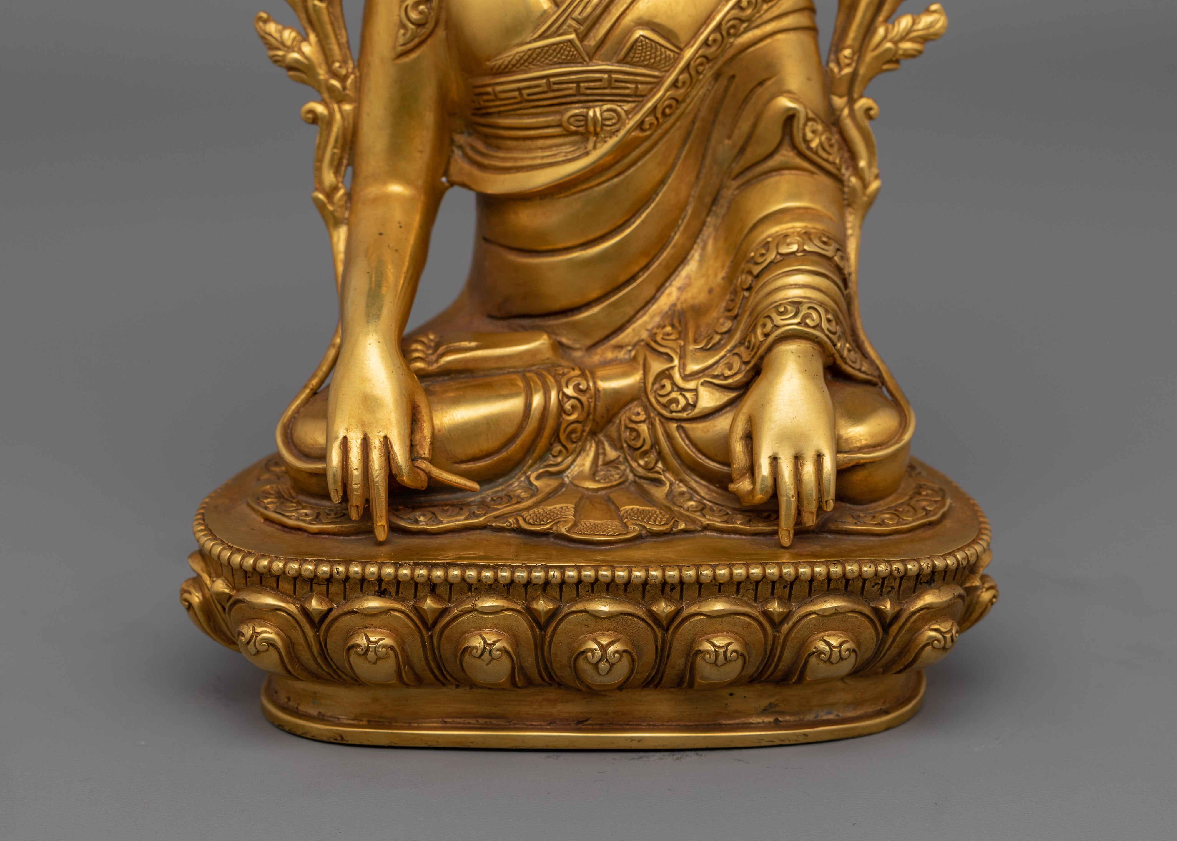 Buddhist Master Longchenpa Statue | 24k Gold Gilded Fine Artwork