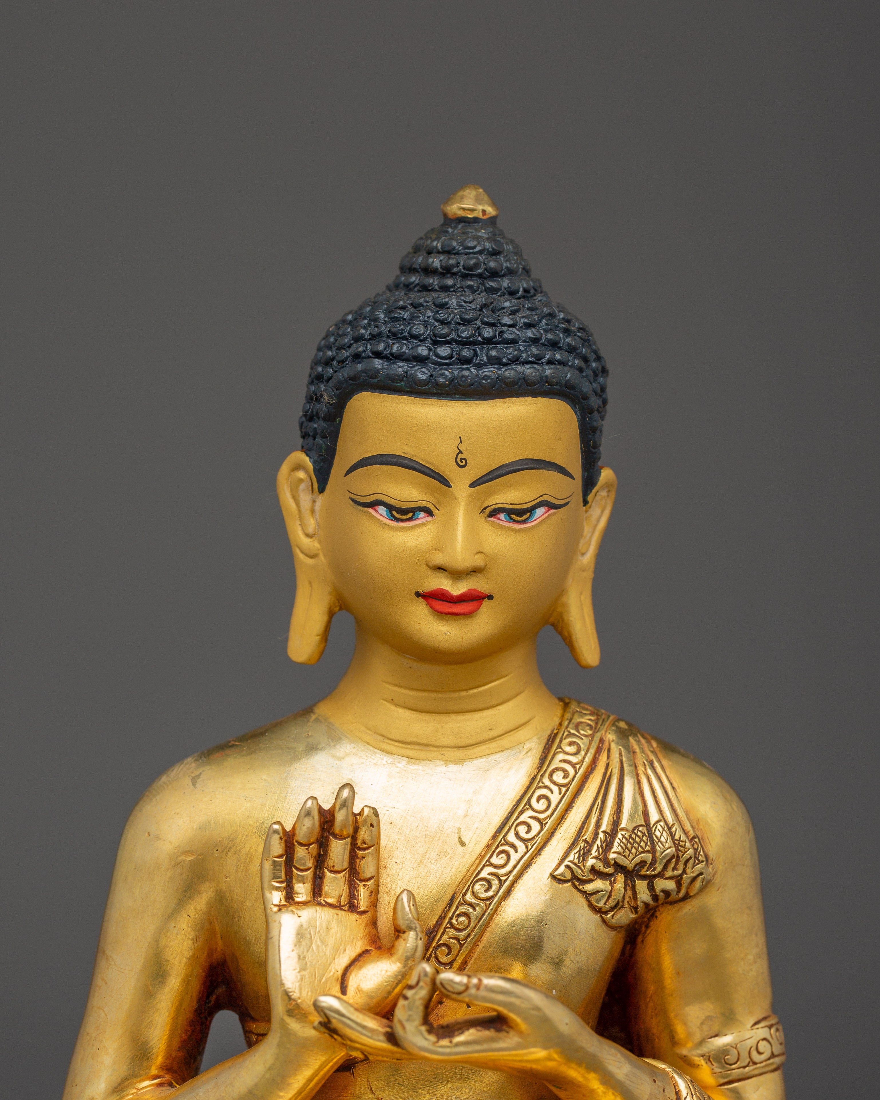 Adhinath Buddha Gold Gilded and Copper Statue | Sculpture for Spiritual Spaces and Altars