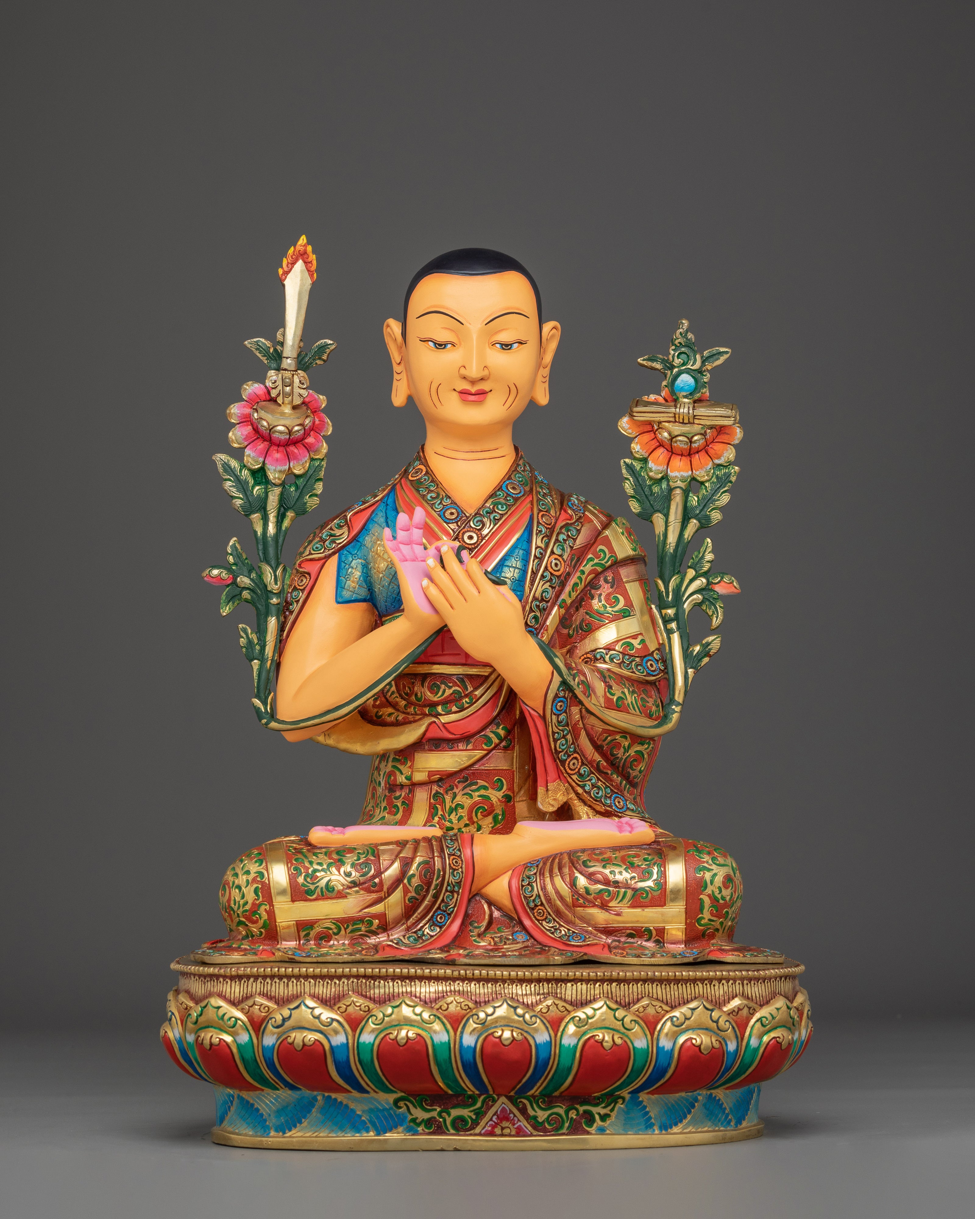 Handmade Tsongkhapa Statue Set | Symbolism of Wisdom and Compassion