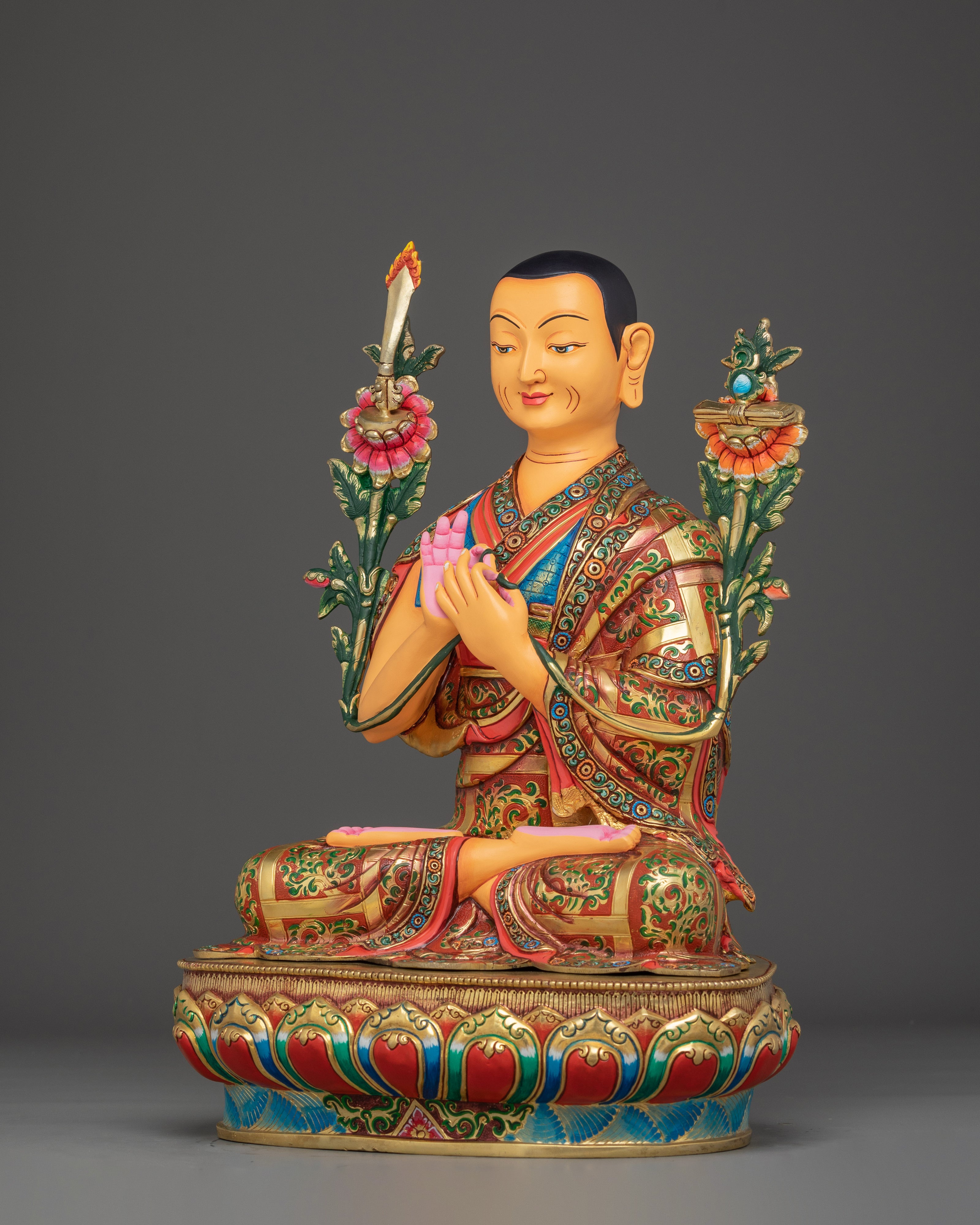 Handmade Tsongkhapa Statue Set | Symbolism of Wisdom and Compassion
