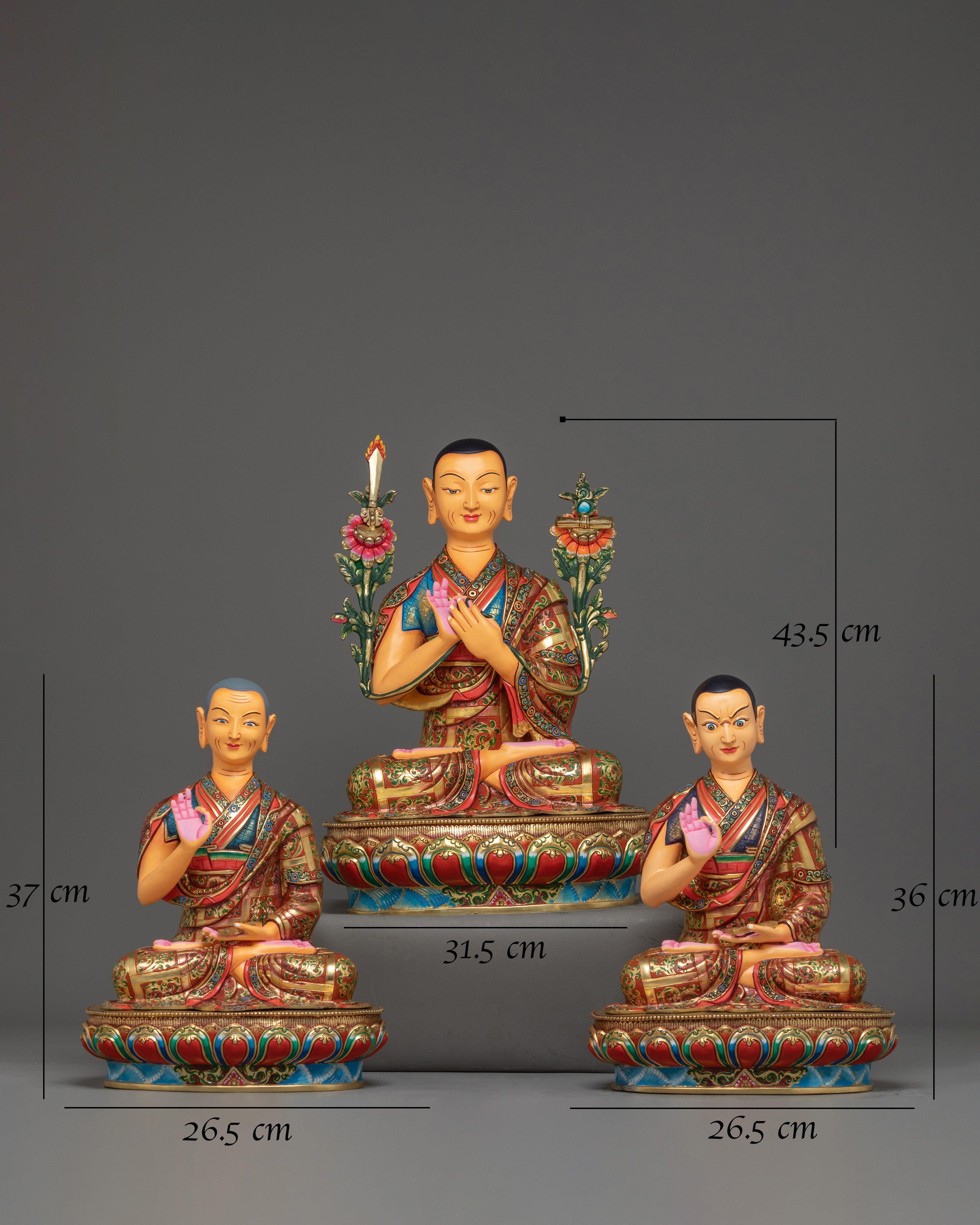 Handmade Tsongkhapa Statue Set | Symbolism of Wisdom and Compassion