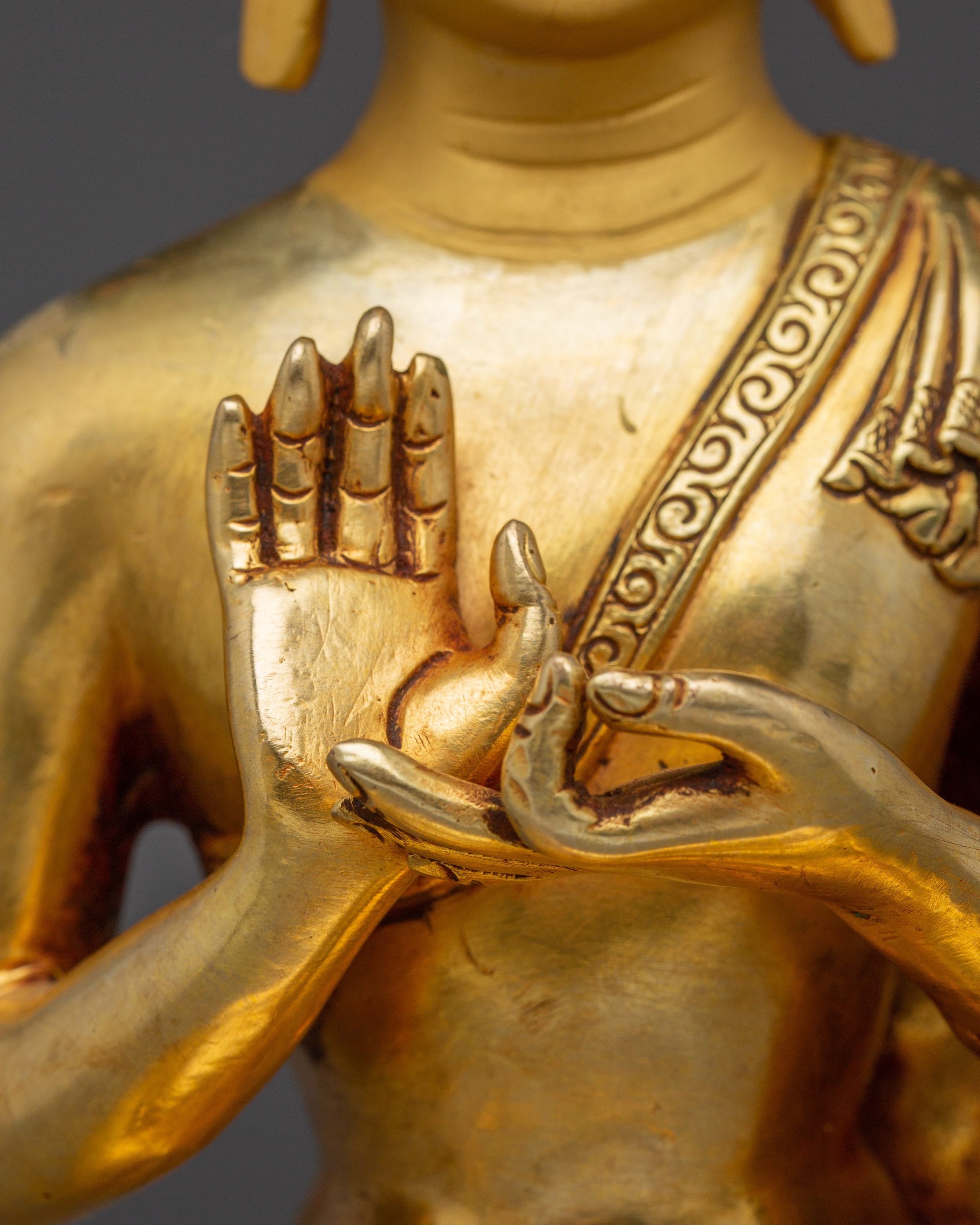 Adhinath Buddha Gold Gilded and Copper Statue | Sculpture for Spiritual Spaces and Altars