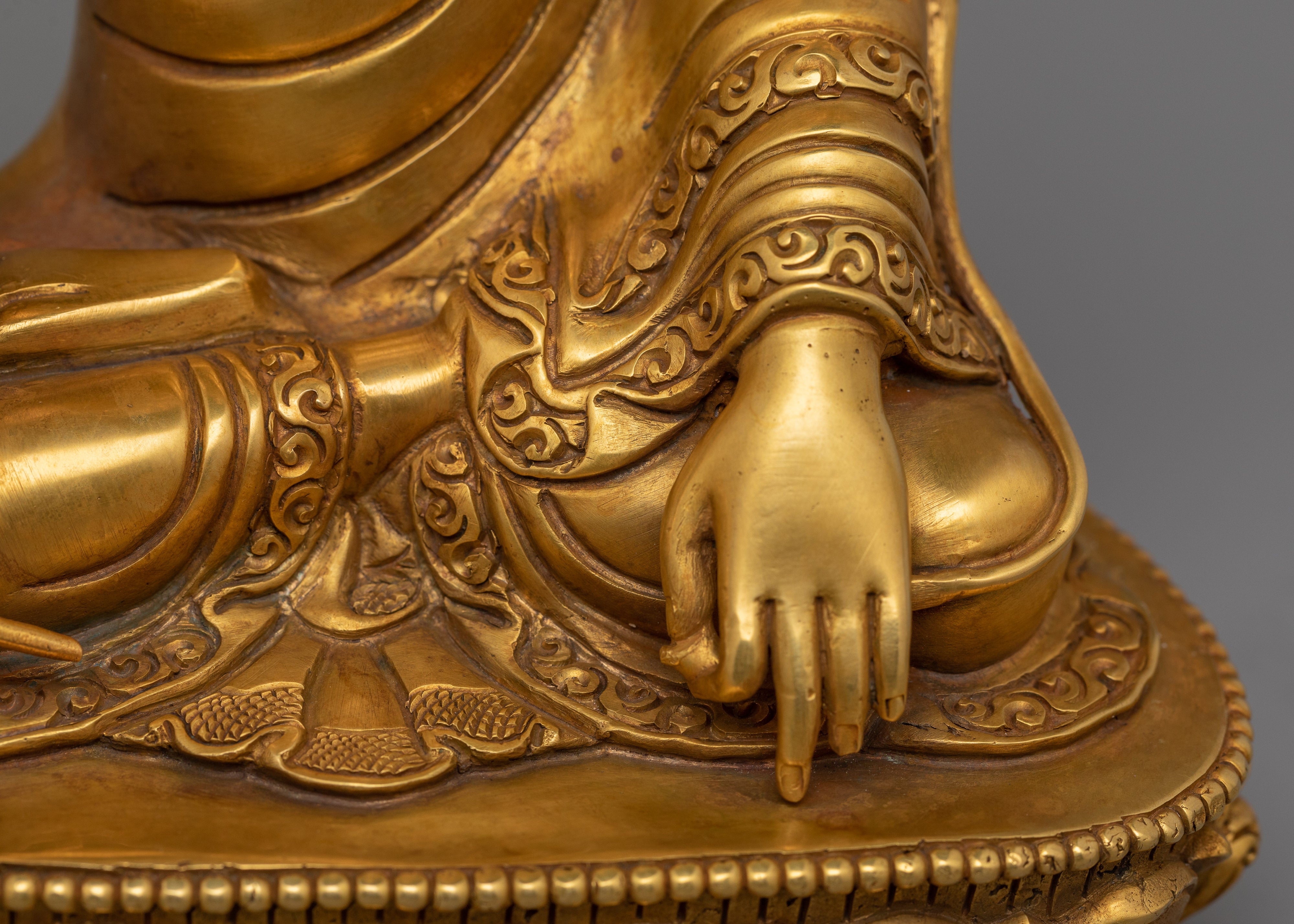 Buddhist Master Longchenpa Statue | 24k Gold Gilded Fine Artwork