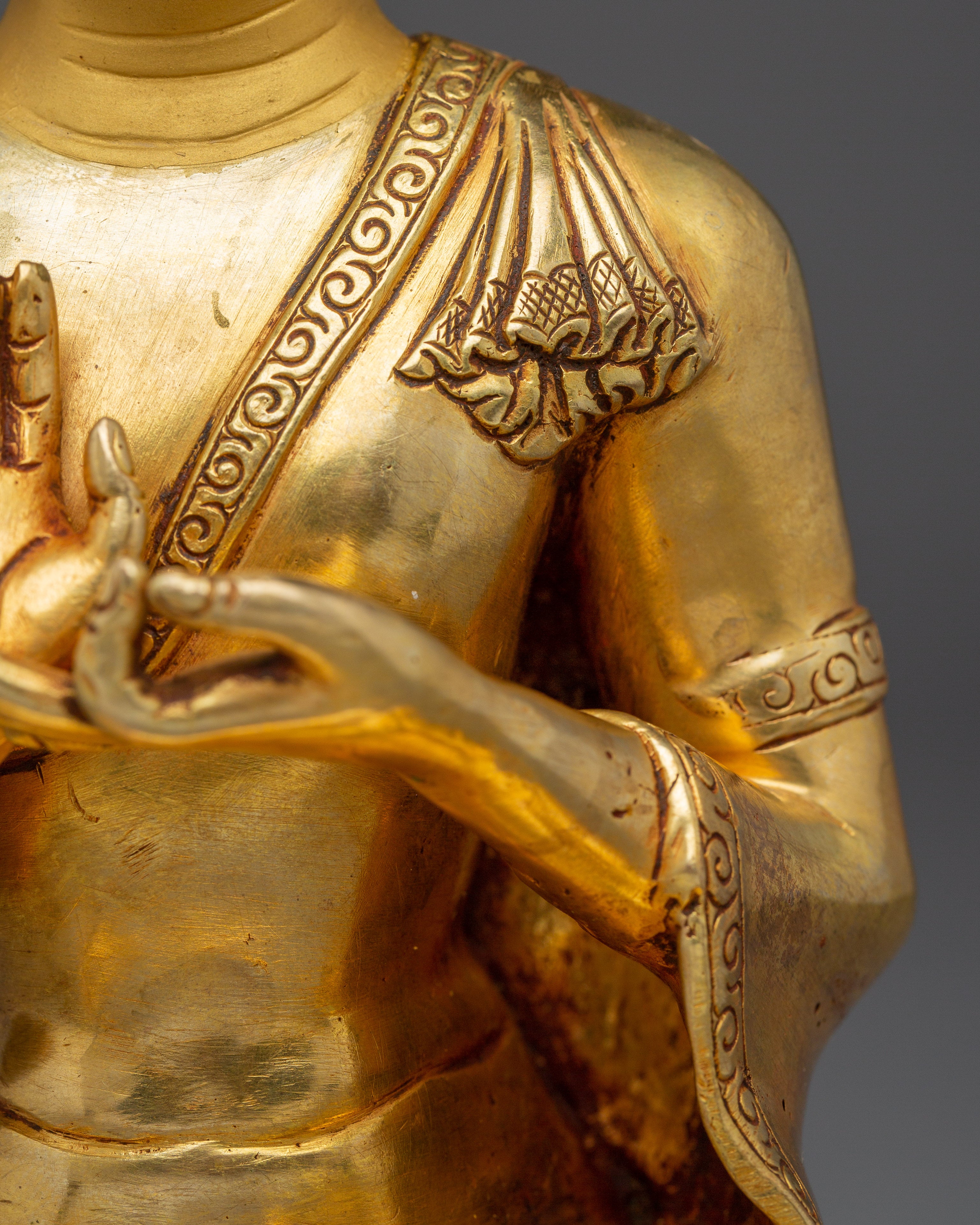 Adhinath Buddha Gold Gilded and Copper Statue | Sculpture for Spiritual Spaces and Altars