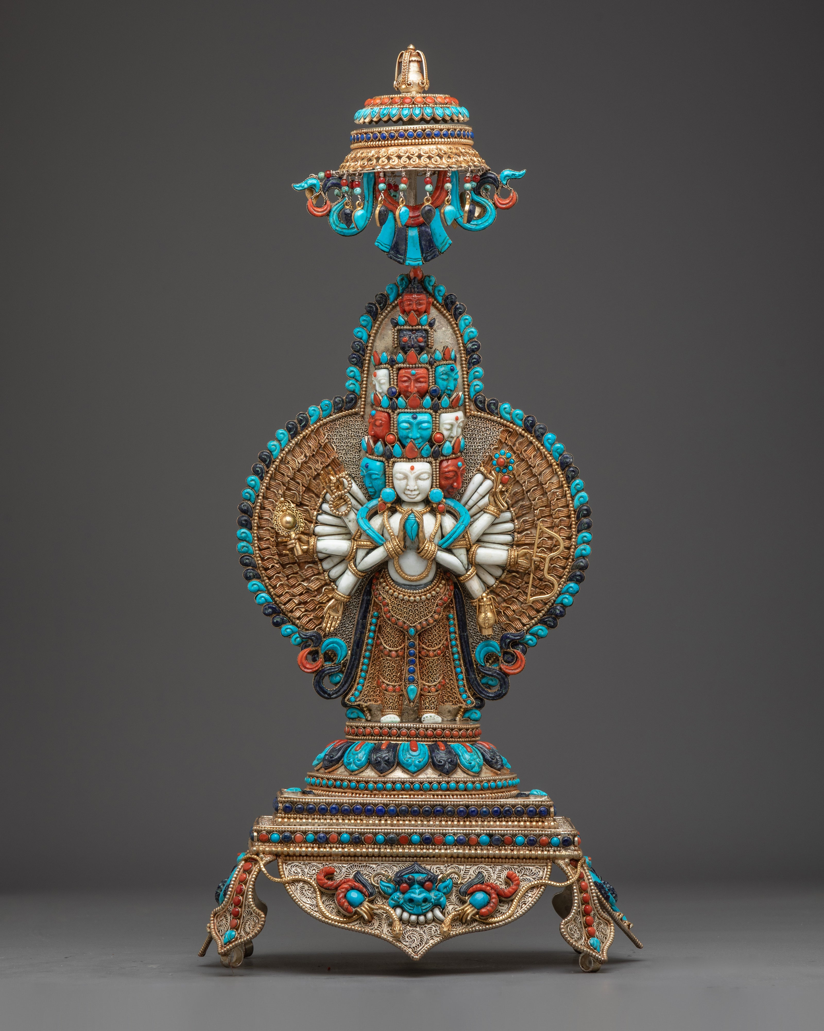 1000 Armed Chenrezig With Gemstone Inlaid