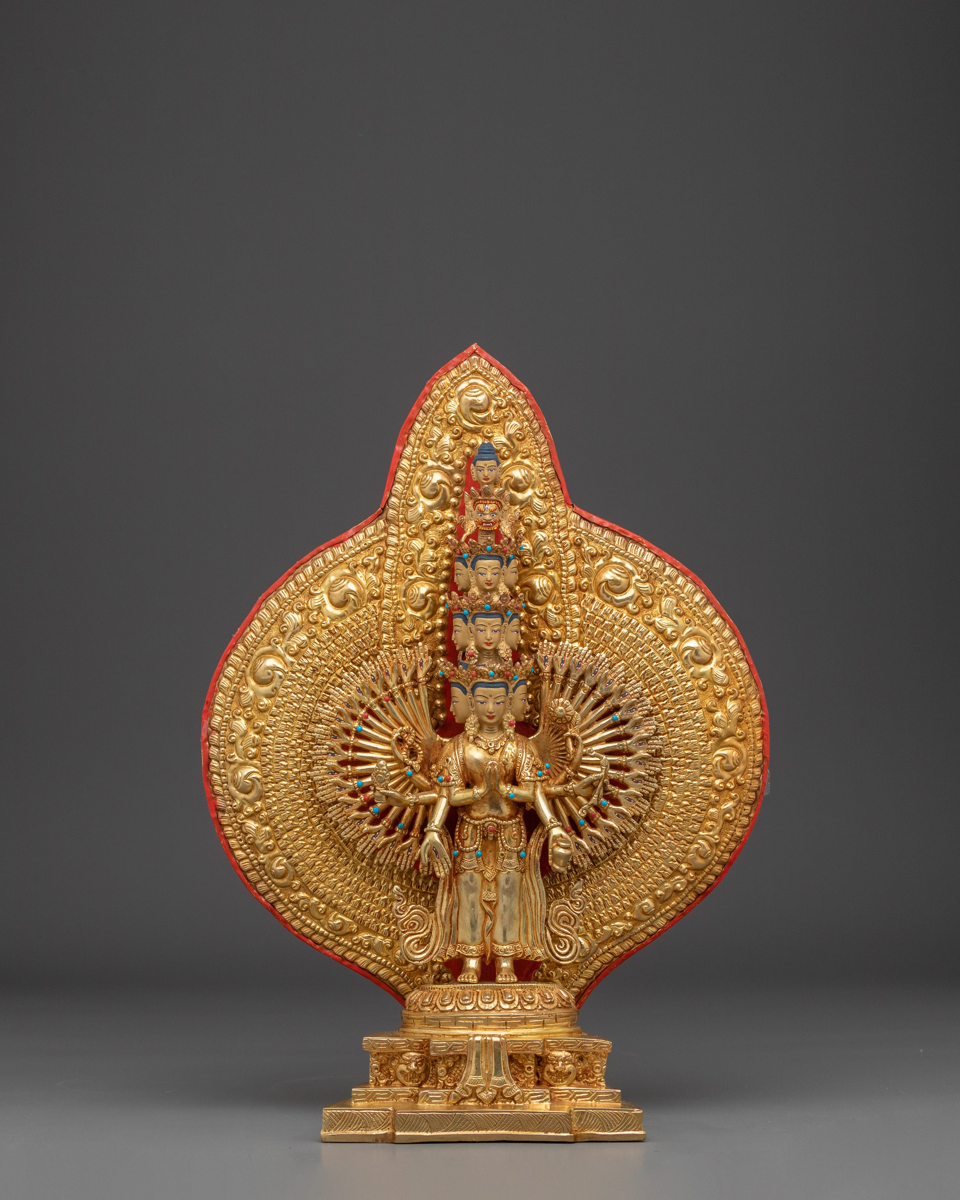Golden Thousand Armed Chenrezig Figurine