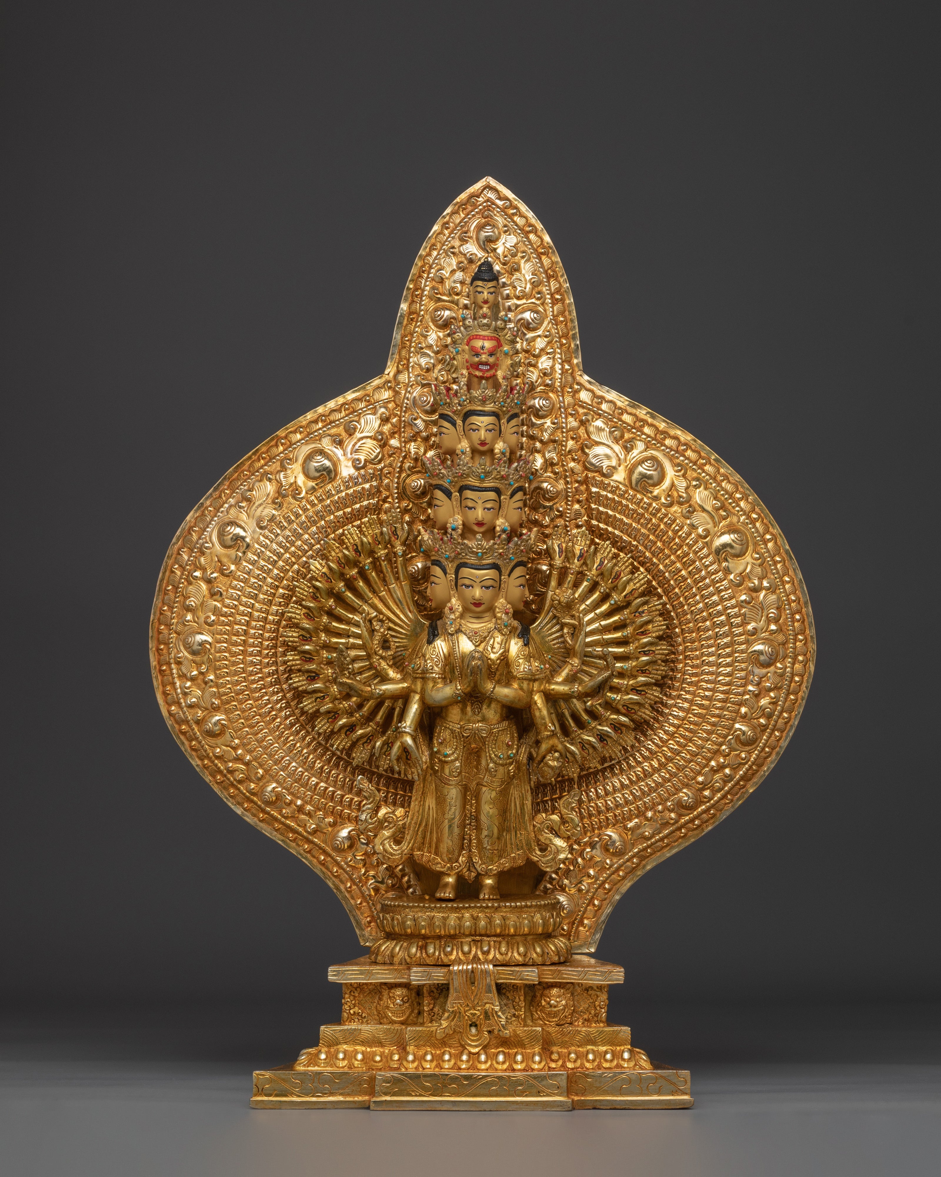 1000 Armed Chenrezig Gold and Copper Statue