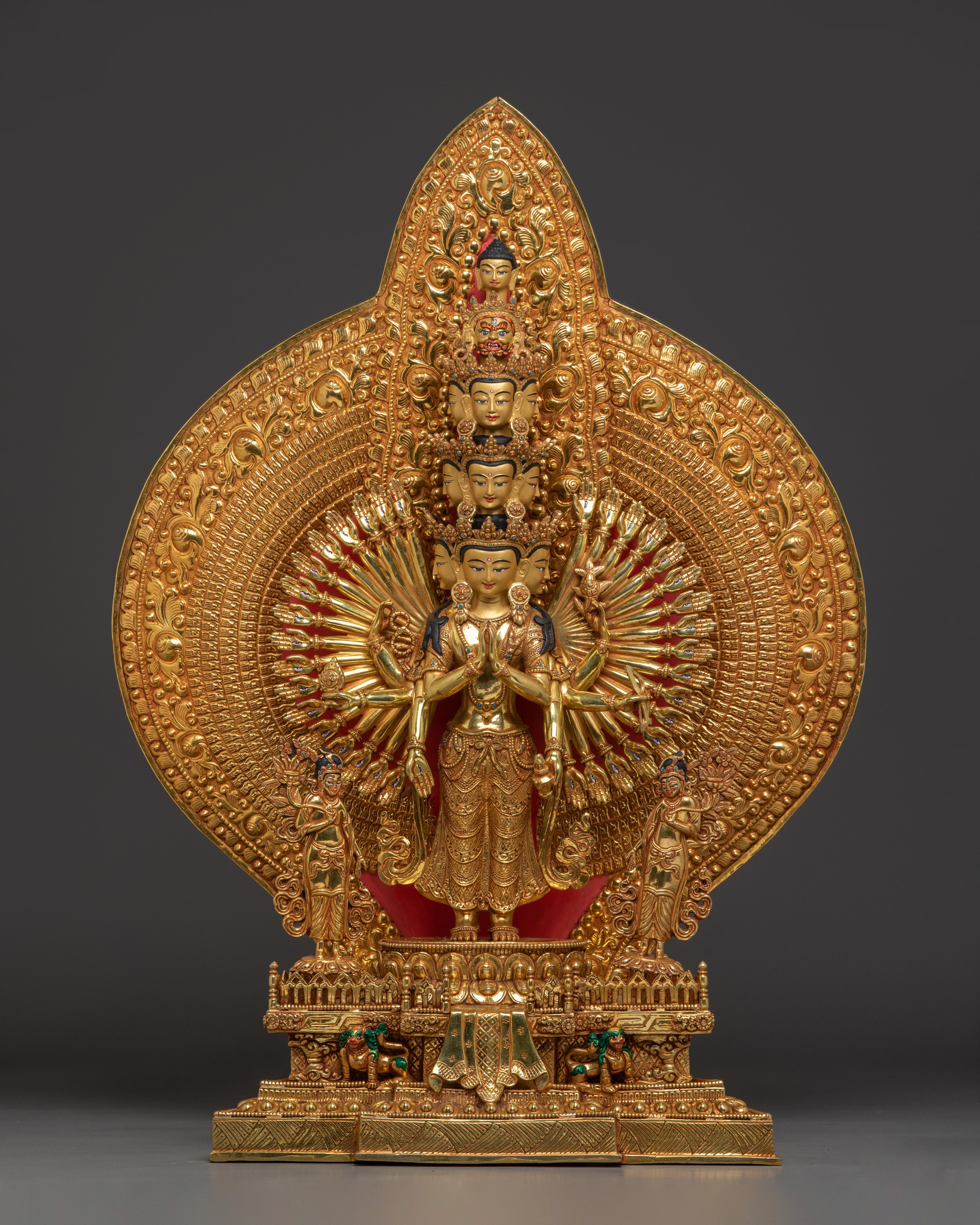 1000 Armed Chenrezig Gold Gilded Statue