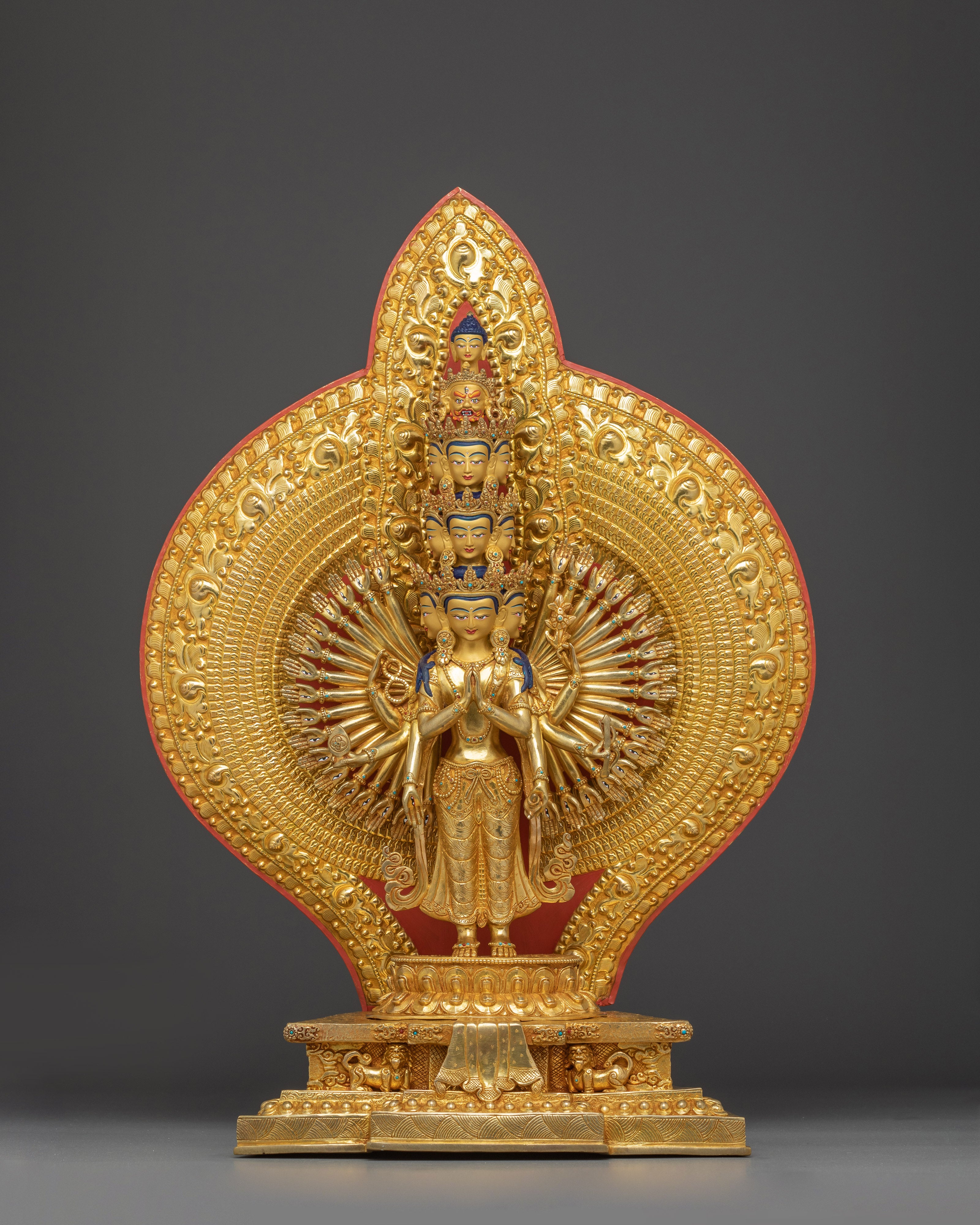 Golden Thousand Armed Chenrezig Statue