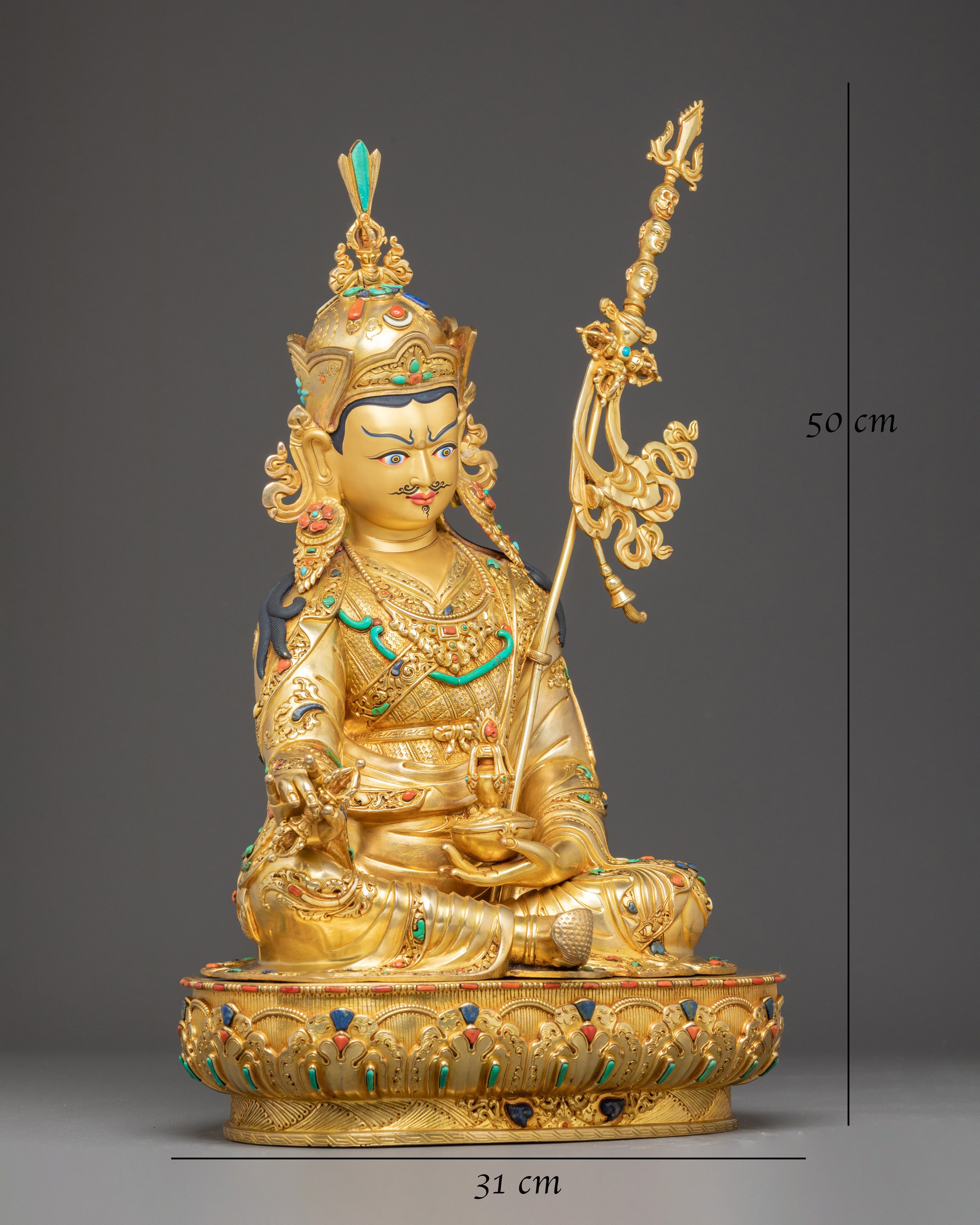 Handmade Golden Statue of Guru Padmasambhava