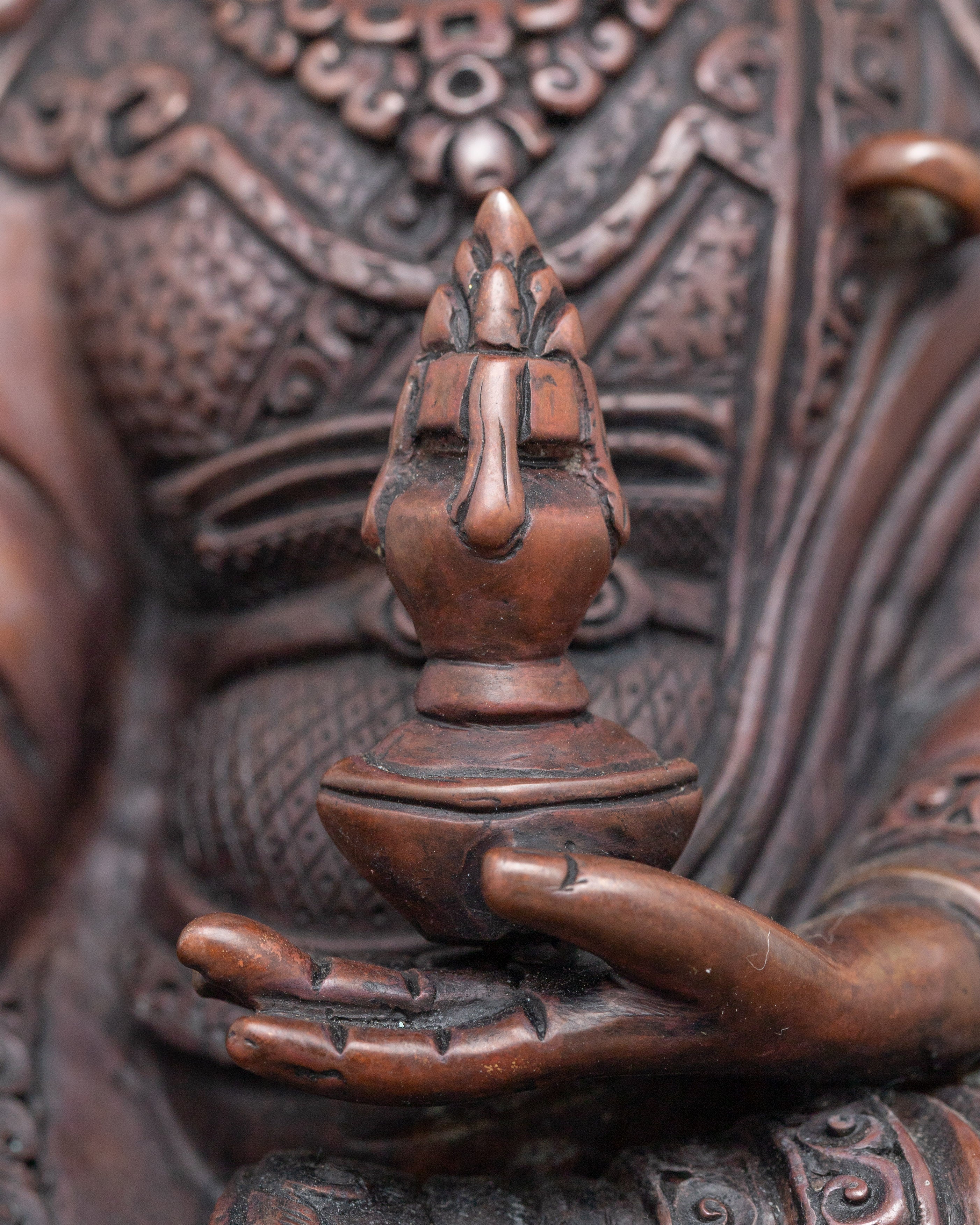 Tibetan Buddhist Guru Rinpoche Lotus Born Master Statue | Traditionally Hand-Carved Figurine