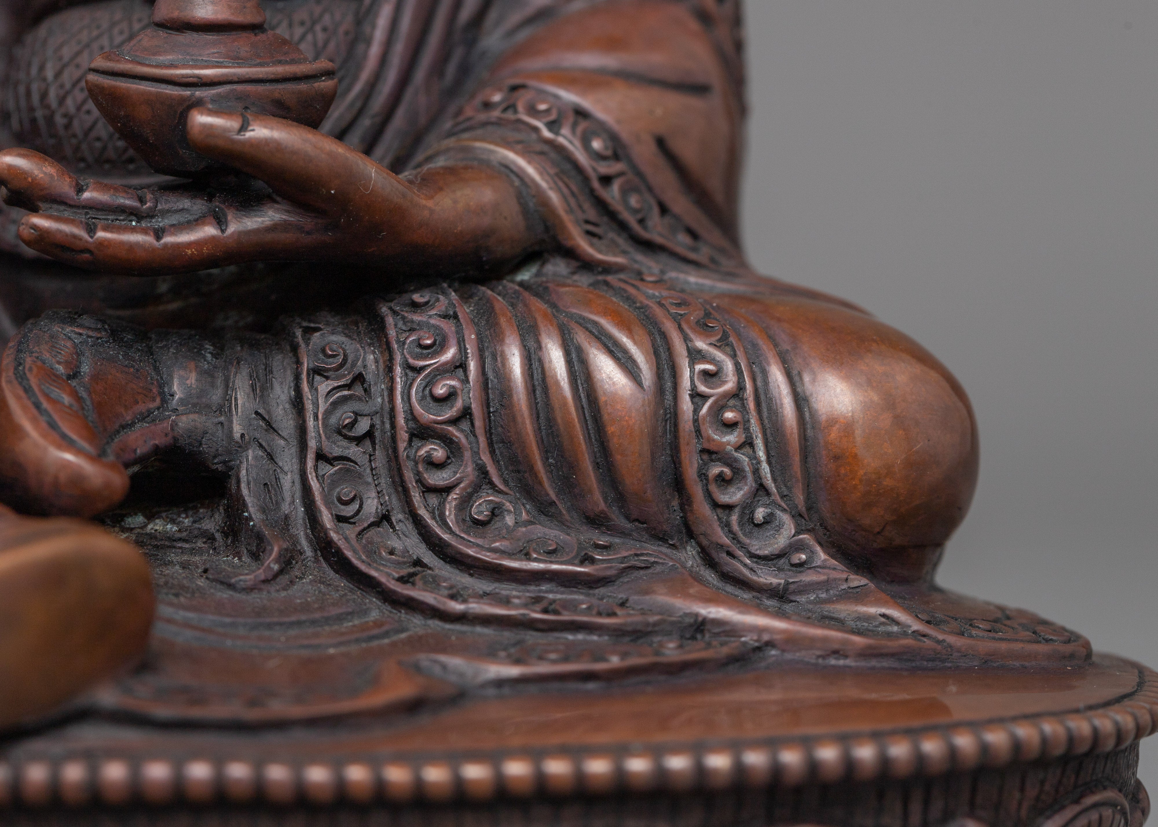 Tibetan Buddhist Guru Rinpoche Lotus Born Master Statue | Traditionally Hand-Carved Figurine