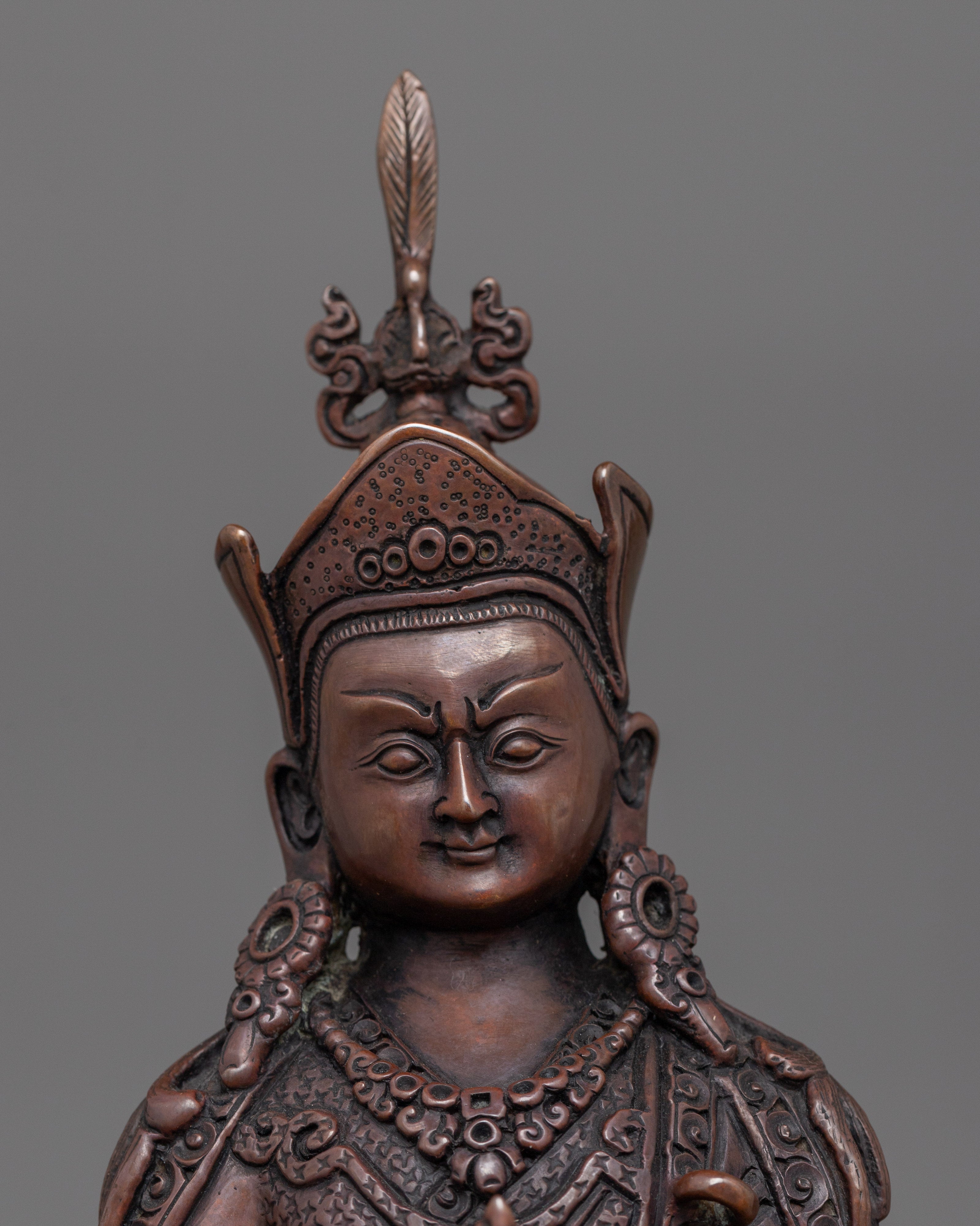 Tibetan Buddhist Guru Rinpoche Lotus Born Master Statue | Traditionally Hand-Carved Figurine