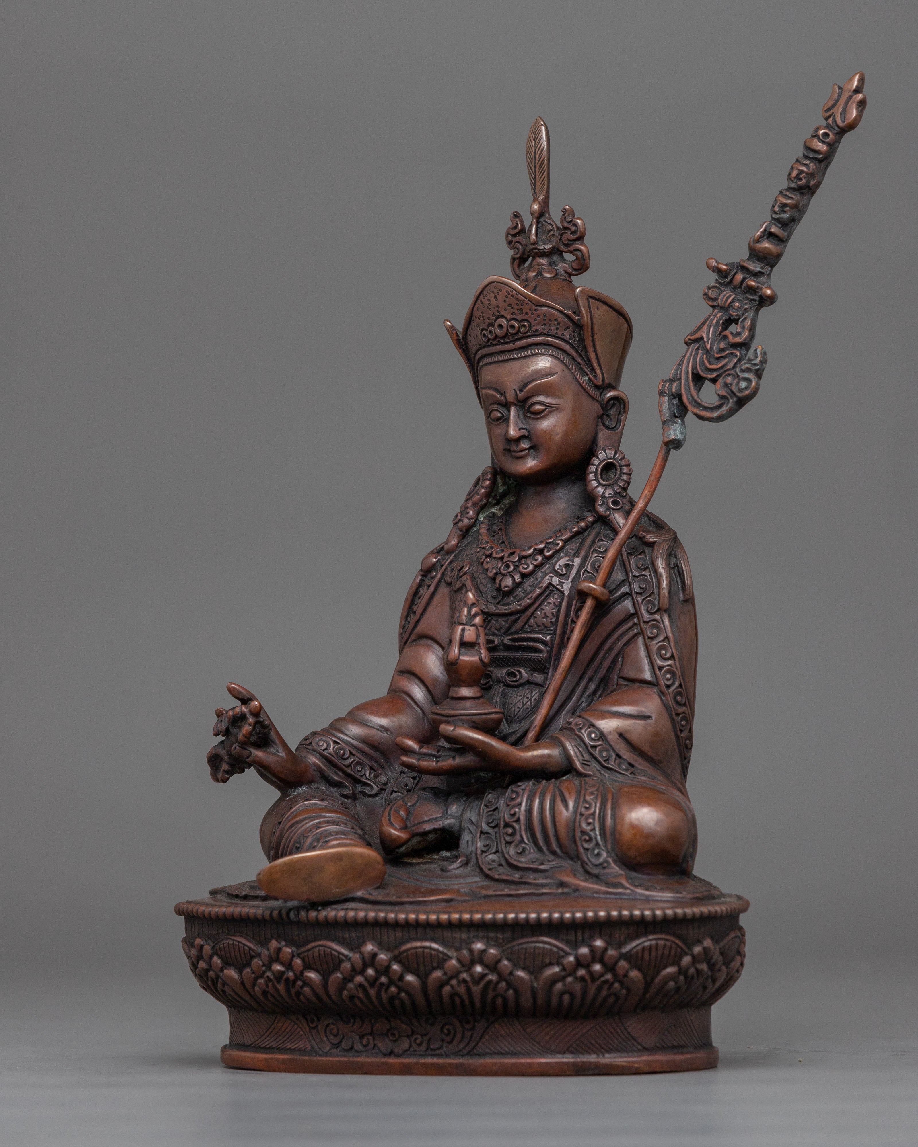 Tibetan Buddhist Guru Rinpoche Lotus Born Master Statue | Traditionally Hand-Carved Figurine