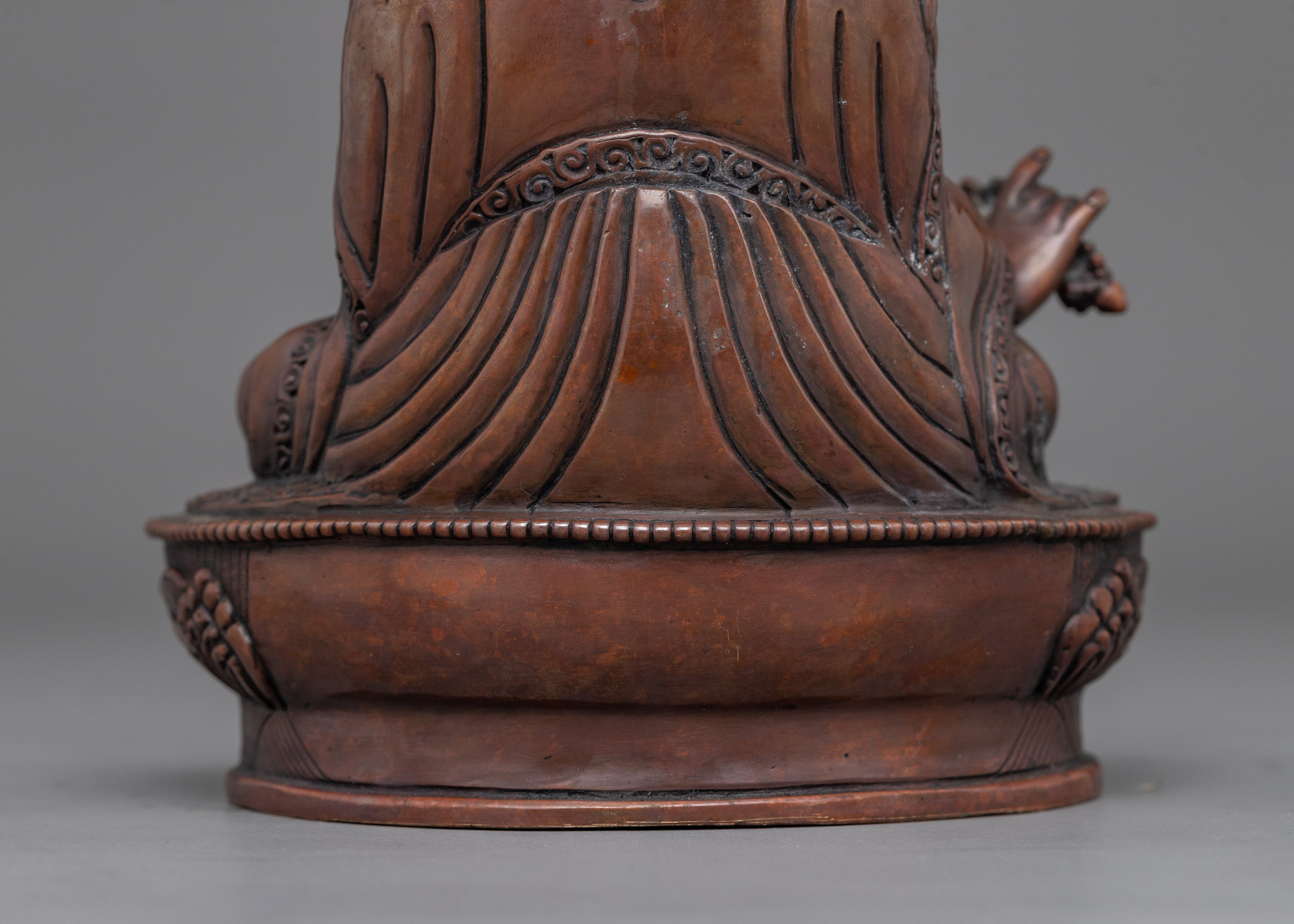 Tibetan Buddhist Guru Rinpoche Lotus Born Master Statue | Traditionally Hand-Carved Figurine