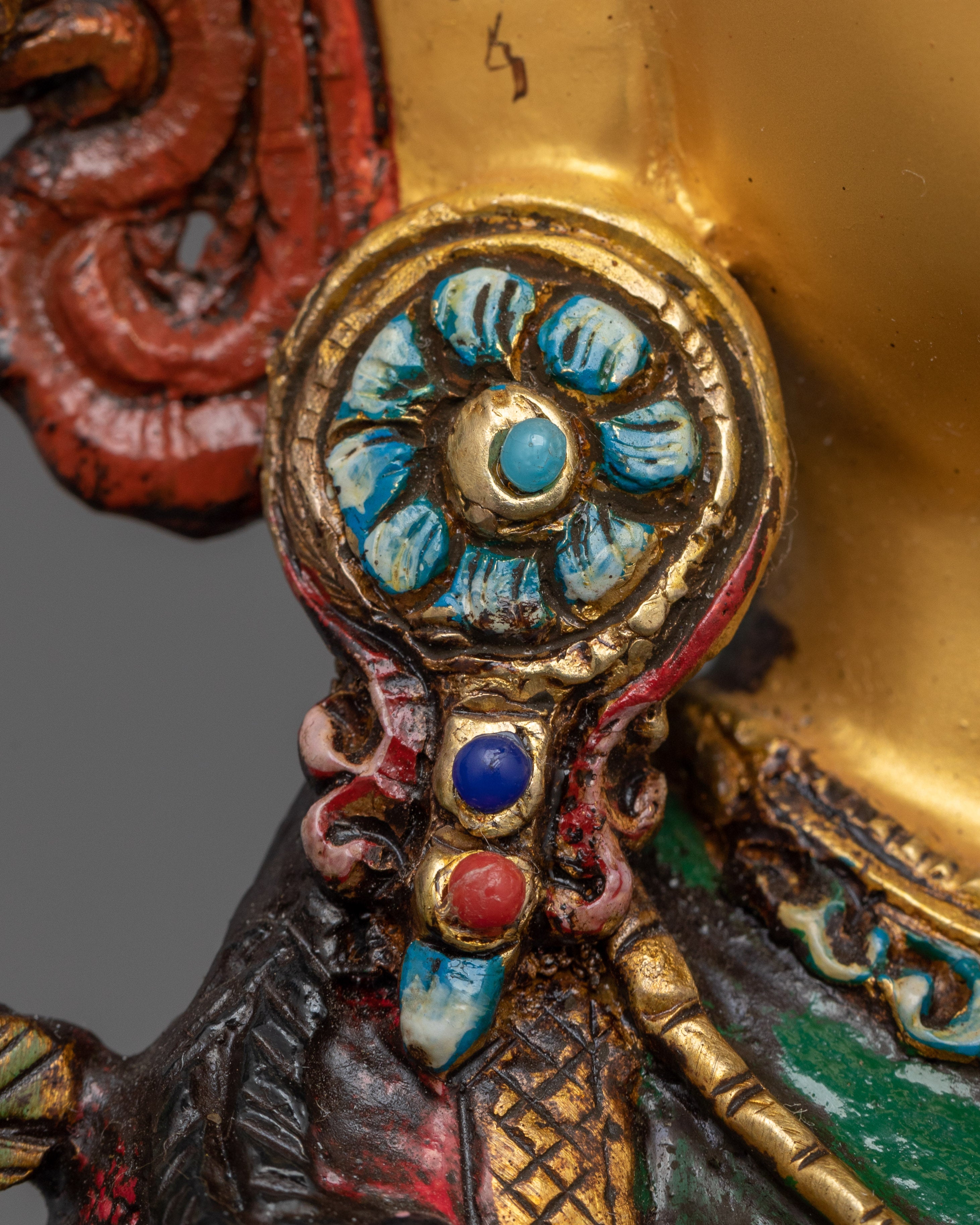 Handcrafted Empathetic Green Tara Deity | 24K Gold-Gilded Buddhist Statue